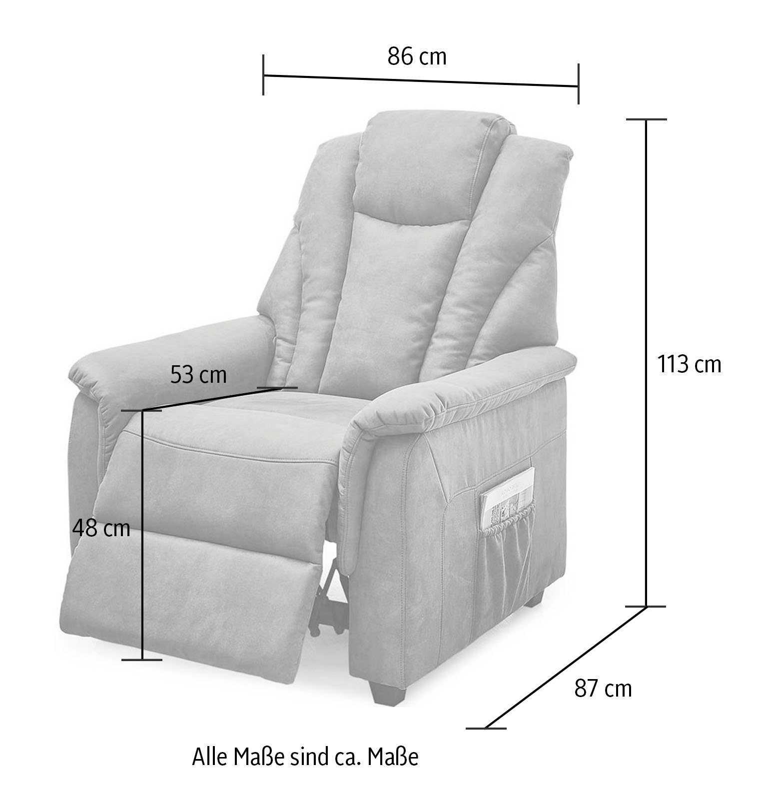 Jockenhöfer Gruppe TV-Sessel Frankfurt, mit Liegefunktion durch Körperdruckverstellung, TFK und Nosagfederung