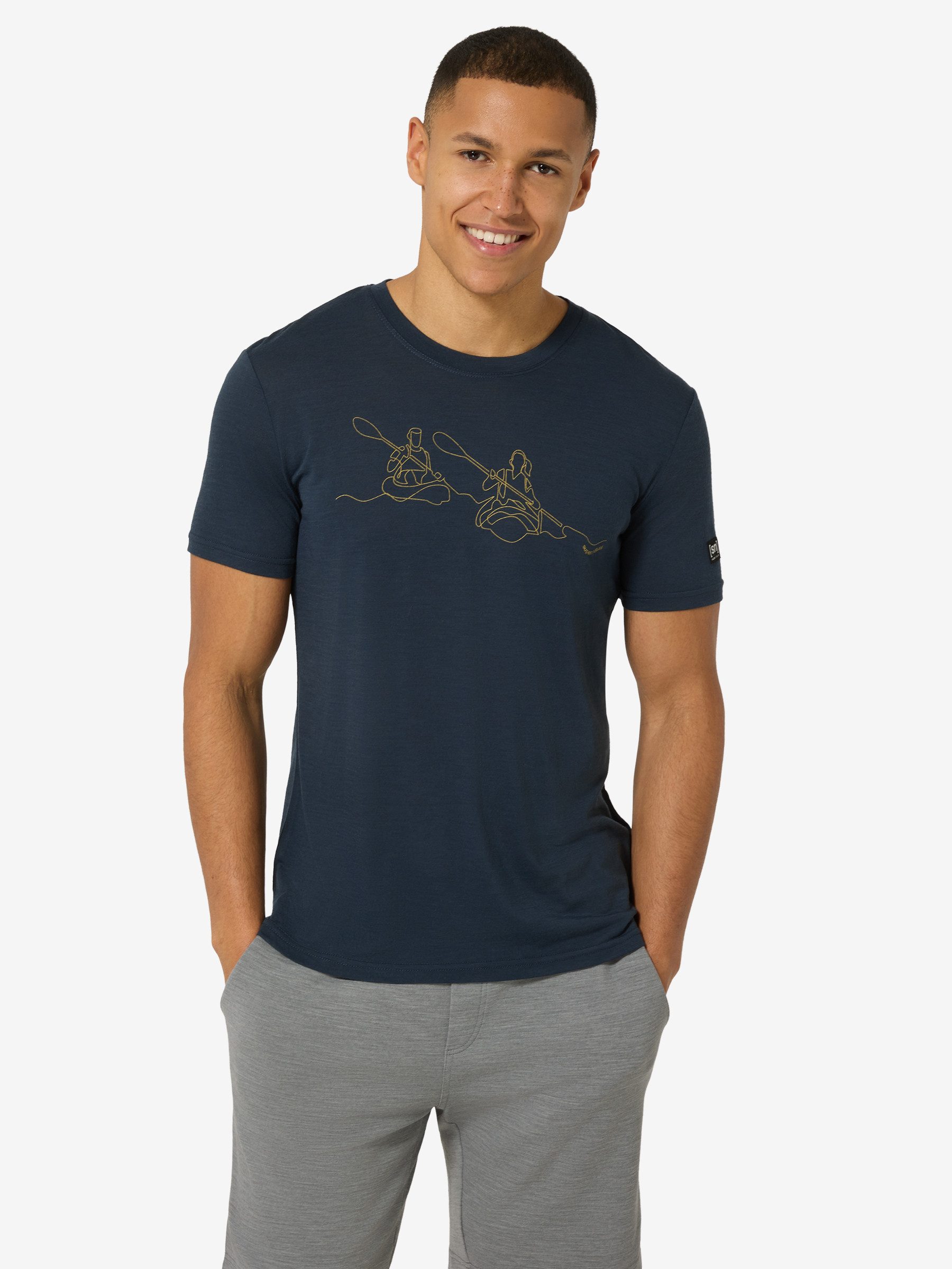 SUPER.NATURAL T-Shirt für Herren,Merino M KANULINES TEE mit Sport-Motiv, atmungsaktiv