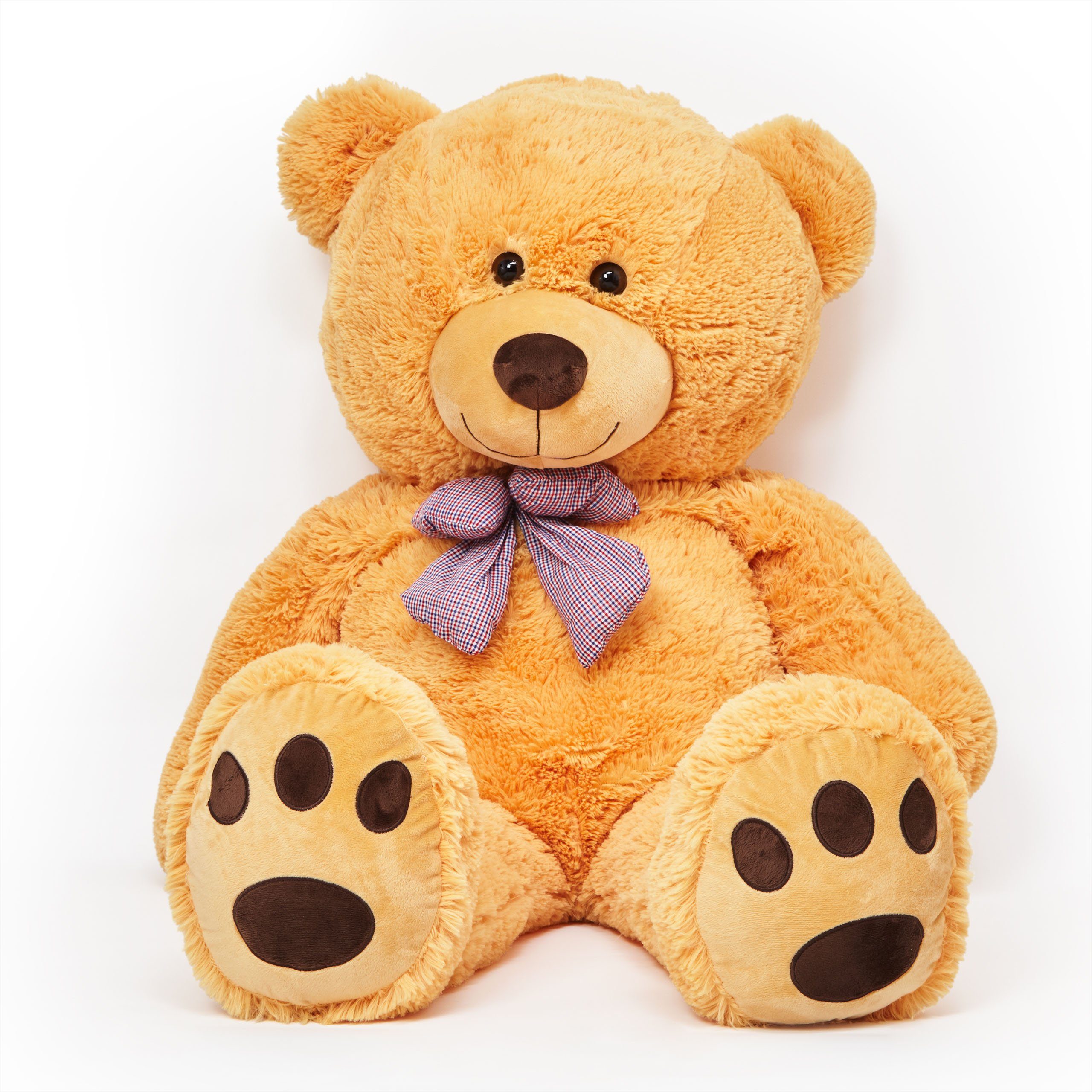 Lumaland Kuscheltier Riesen XXL-Teddybär mit Kulleraugen & Schleife 120cm