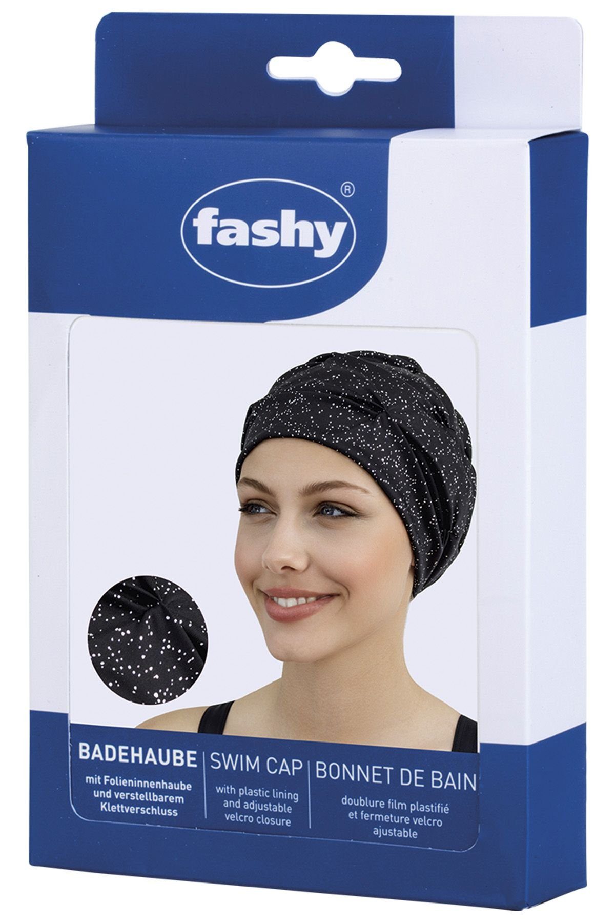 Fashy Damen Stoffbadehaube – Sportiv, Anatomisch Geformt, Für Langes Haar, Mit Breitem Gummiband