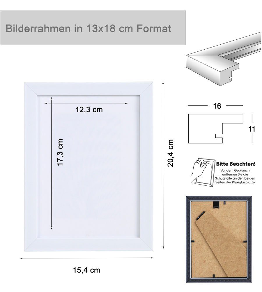 IDEAL TREND Bilderrahmen 5er mi Leichter Kunststoff Silber 5er Blockprofil Bilderrahmen FlexiFrame 3er Pack Set