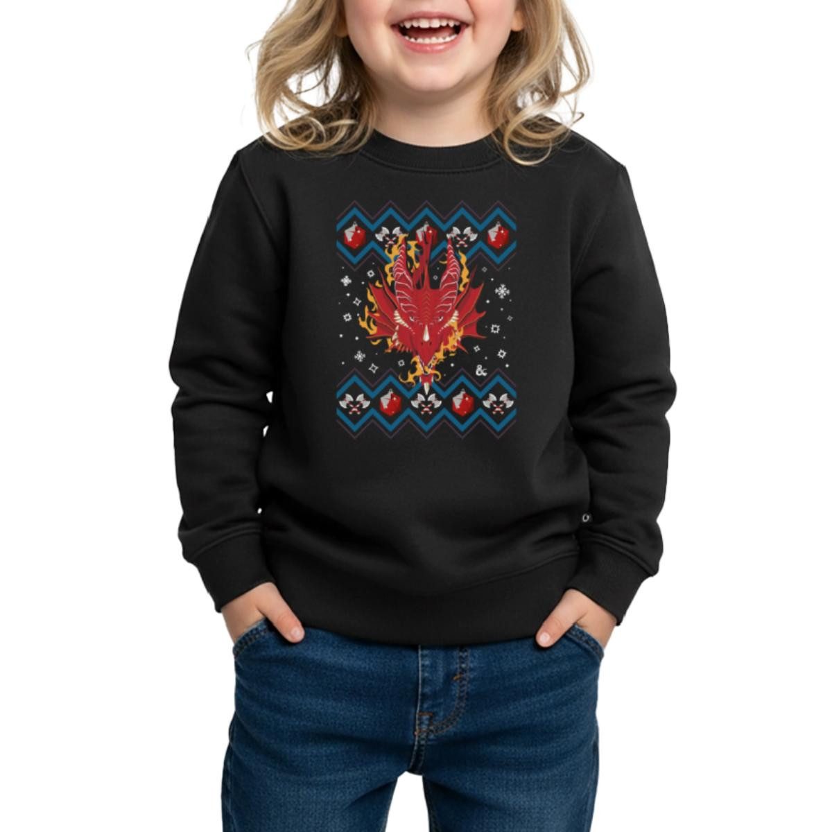Sweatshirt Dungeons & Dragons Drachenkopf Ugly Christmas Kinder Premium Pullover