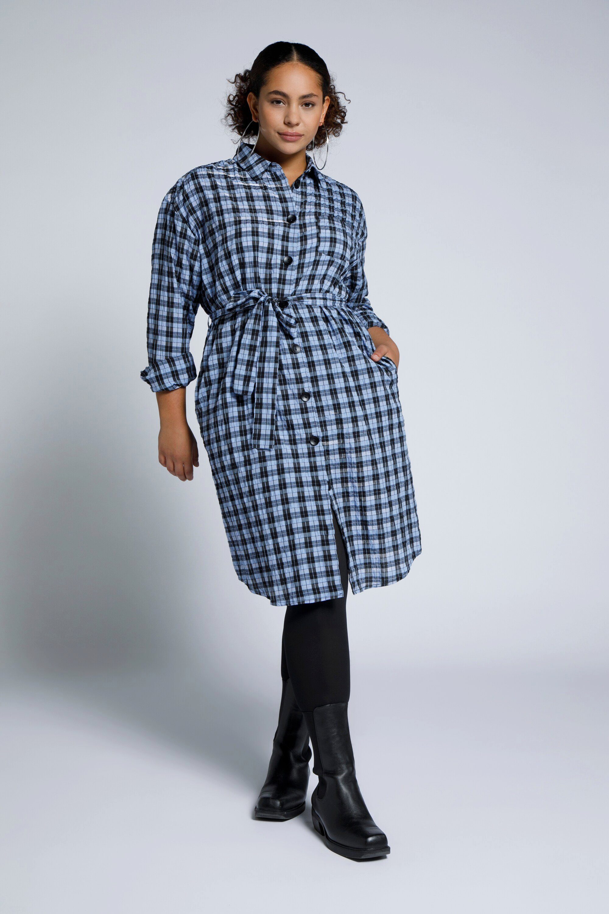 Studio Untold Hemdblusenkleid »Karo-Kleid oversized Hemdkragen Langarm«
