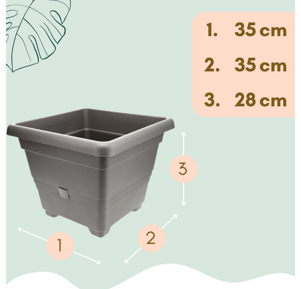 Thumbnail - GarPet Pflanzkübel 2x Pflanzkübel Rechteckig Blumen Kübel Pflanz Topf 35 cm Anthrazit