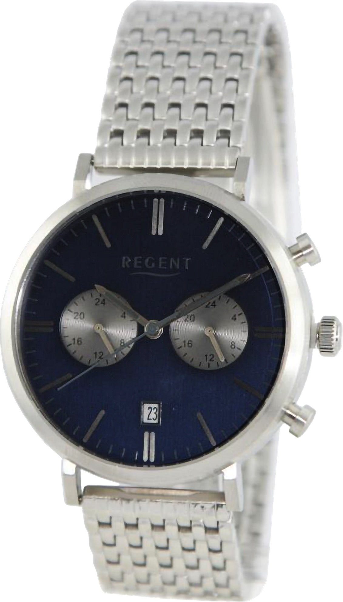Regent Quarzuhr Regent Herren Armbanduhr Analog, Herren Armbanduhr rund, extra groß (ca. 41mm), Metallarmband | Quarzuhren