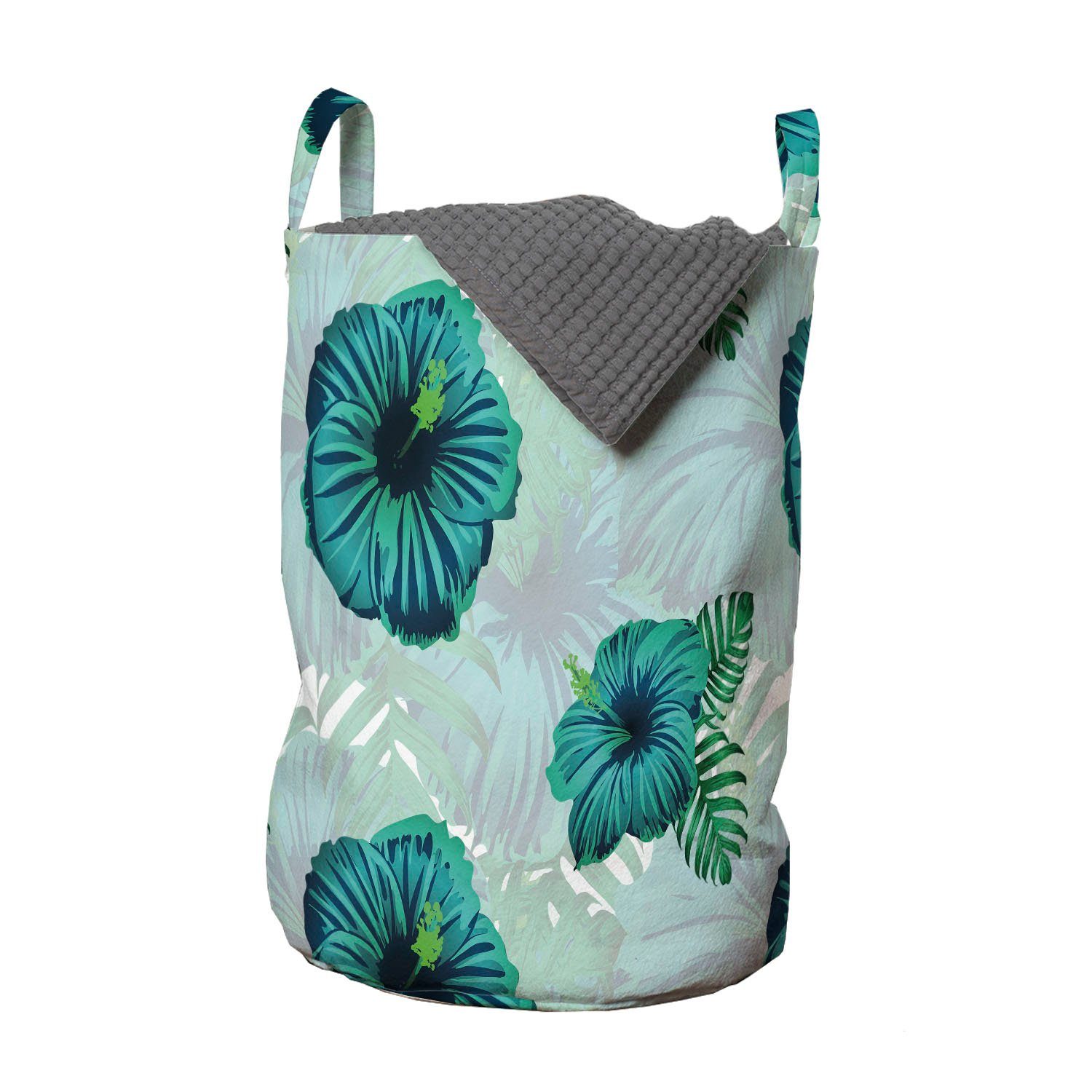 Abakuhaus Wäschesäckchen Wäschekorb mit Griffen Kordelzugverschluss für Waschsalons, Tropisch Hawaiian Jungle Hibiscus