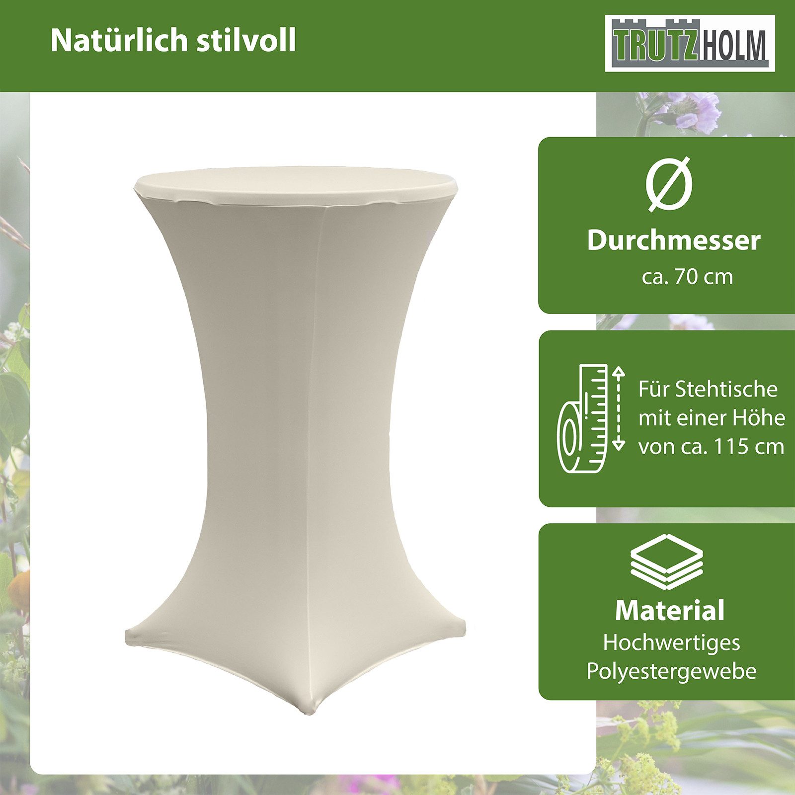 TRUTZHOLM Stehtischhusse 2x Stehtischhusse Stretch 70 cm beige Tischdecke H günstig online kaufen