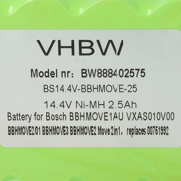 vhbw passend für Bosch Move 2in1, 2in1 14.4V, BBHMOVE1/01, BBHMOVE1/03, Staubsauger-Akku 2500 mAh