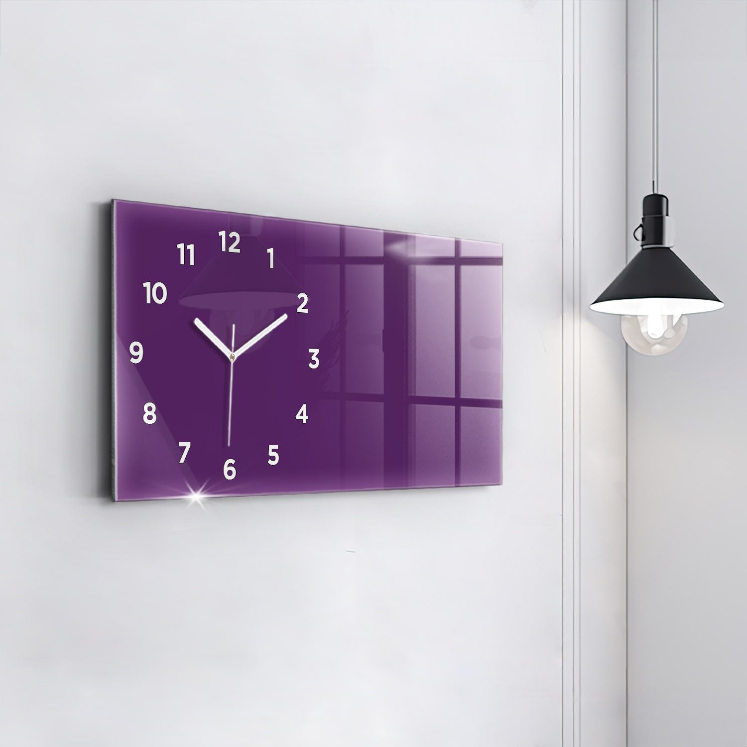 Tulup Wanduhr Glasuhr Rechteckige Wanduhr 60x30 cm Uhr aus Gehärtetem Glas