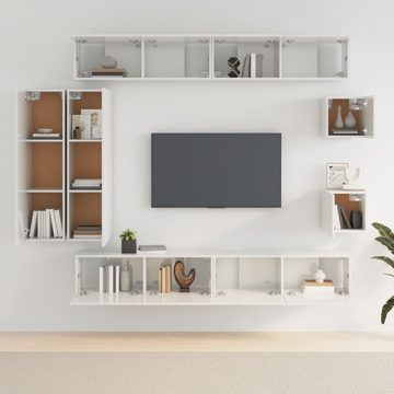 furnicato TV-Schrank 8-tlg. TV-Schrank-Set Hochglanz-Weiß Holzwerkstoff