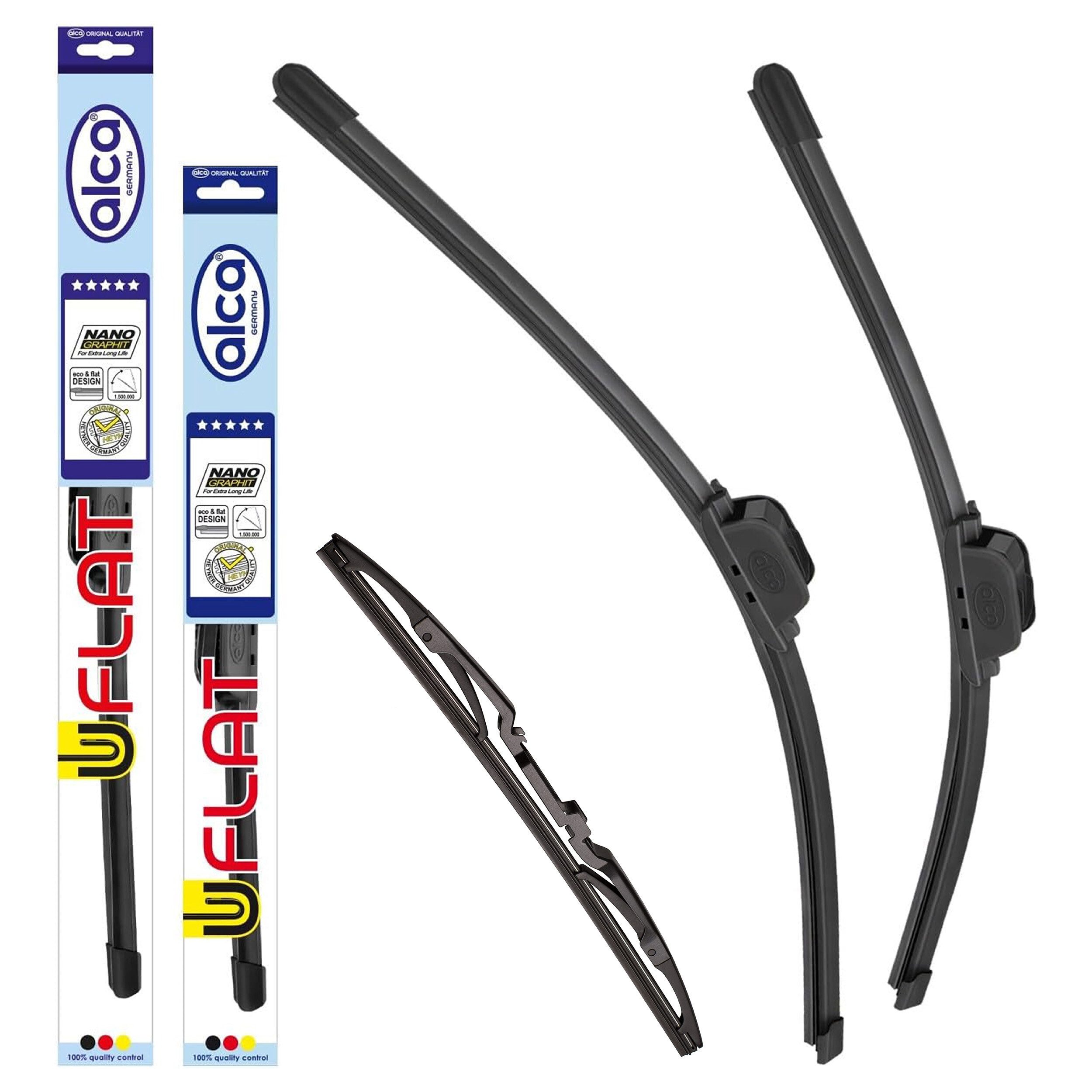 alca Scheibenwischblätter passend für OPEL CORSA C, 09.2000 - 09.2006, Frontscheibe, (Packung, 3-St., Scheibenwischer Komplettset), mit Nano Graphit Beschichtung