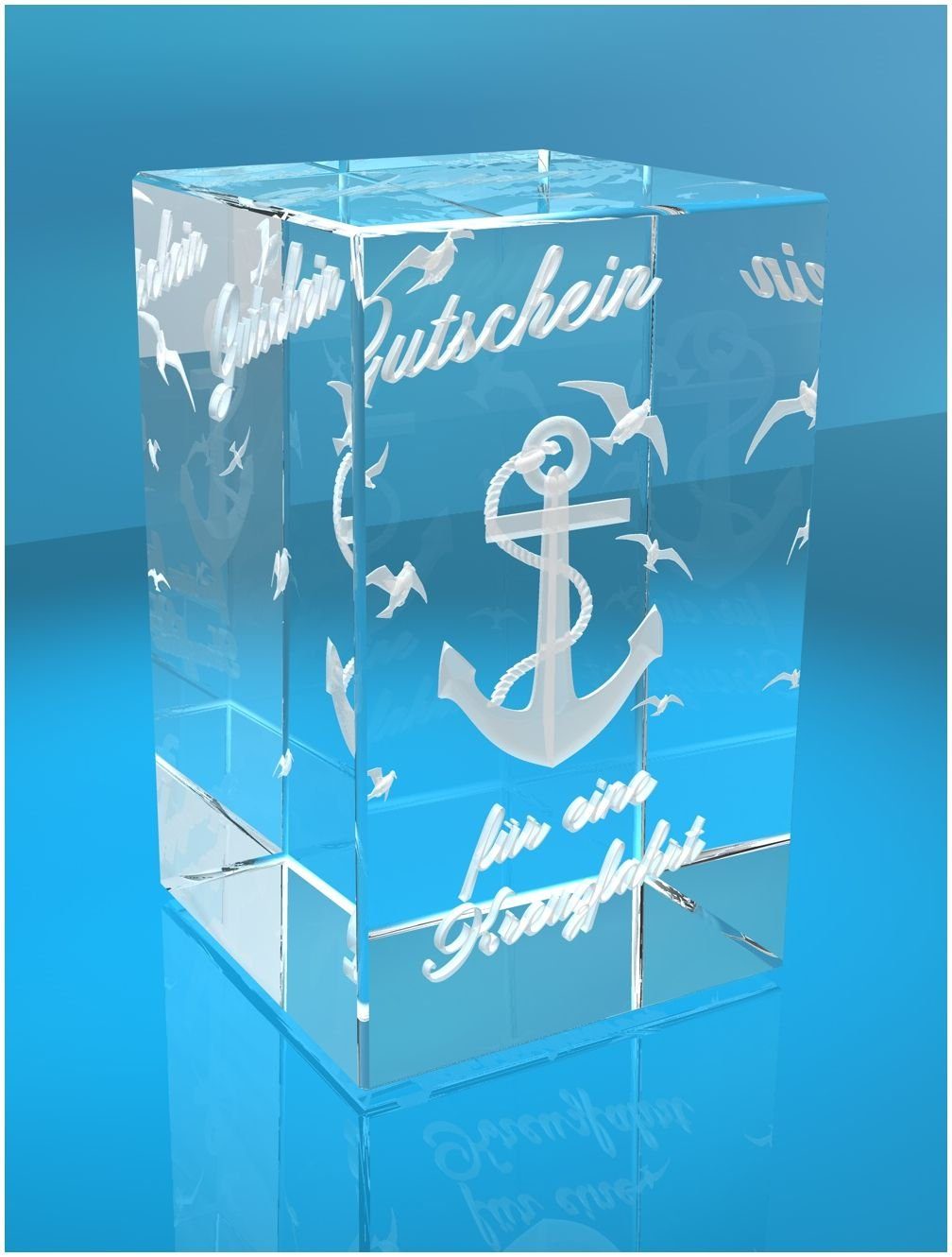 VIP-LASER Dekofigur 3D Glasquader Hochwertige Made Geschenkbox, Kreuzfahrt, Germany, in Heimathafen Familienbetrieb I Gutschein