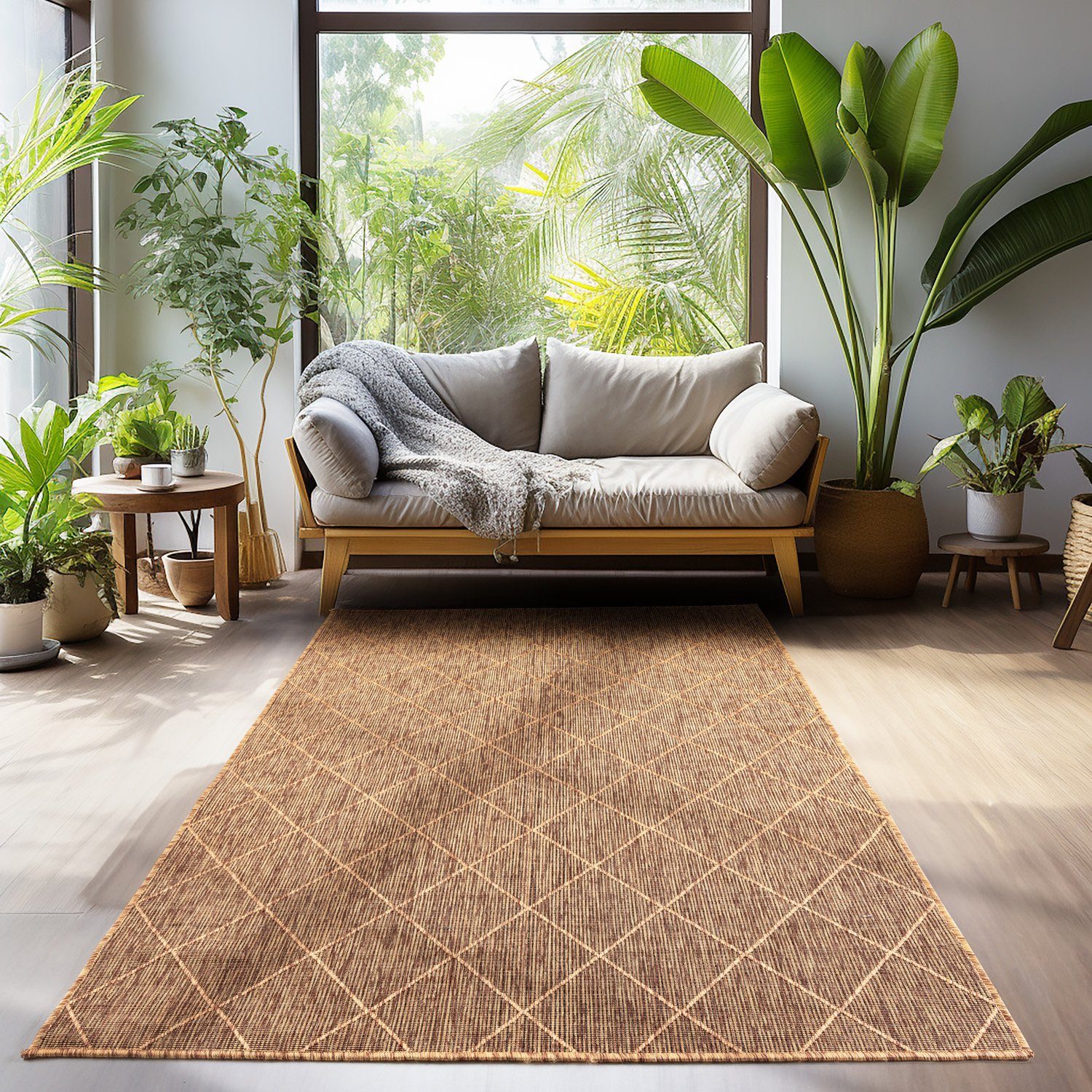 SIMPEX24 Outdoorteppich Rauten Design, Läufer, Höhe: günstig online kaufen