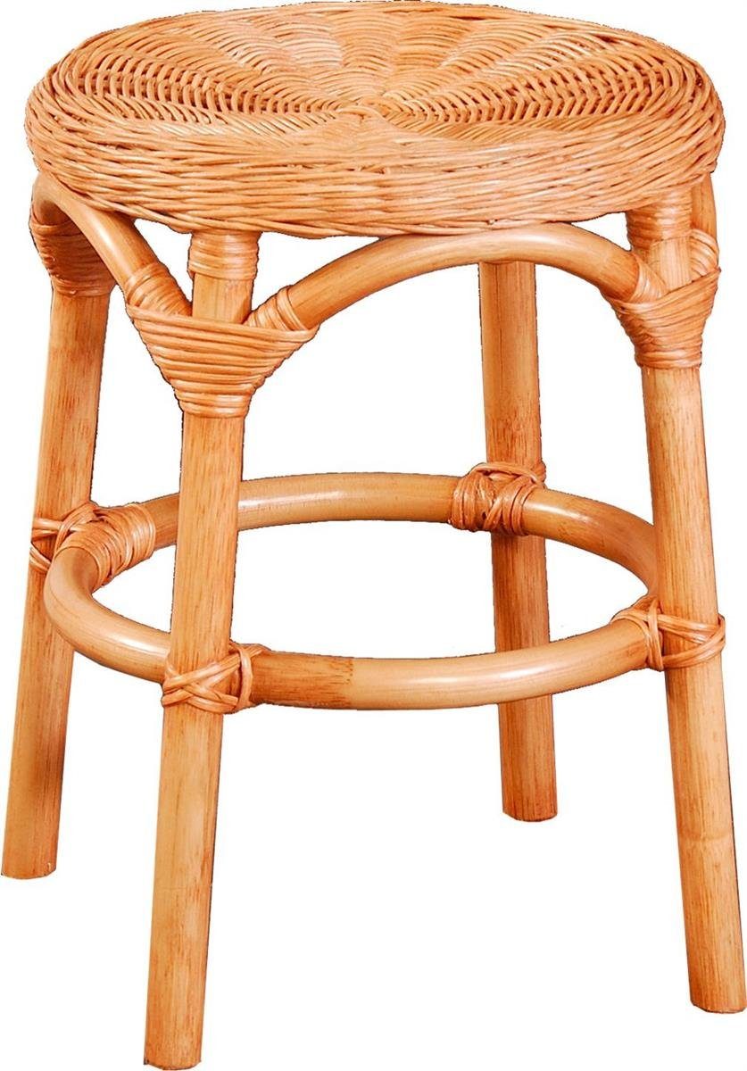 Krines Home Badhocker Hocker aus natürlichem Rattan Rattanhocker Beistell-Hocker Rund Ø 34cm, Schemel Badhocker