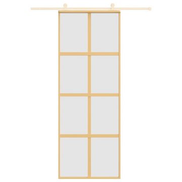 vidaXL Zimmertür Schiebetür Golden 76x205 cm Matt ESG-Glas und Aluminium Zimmertür Inne