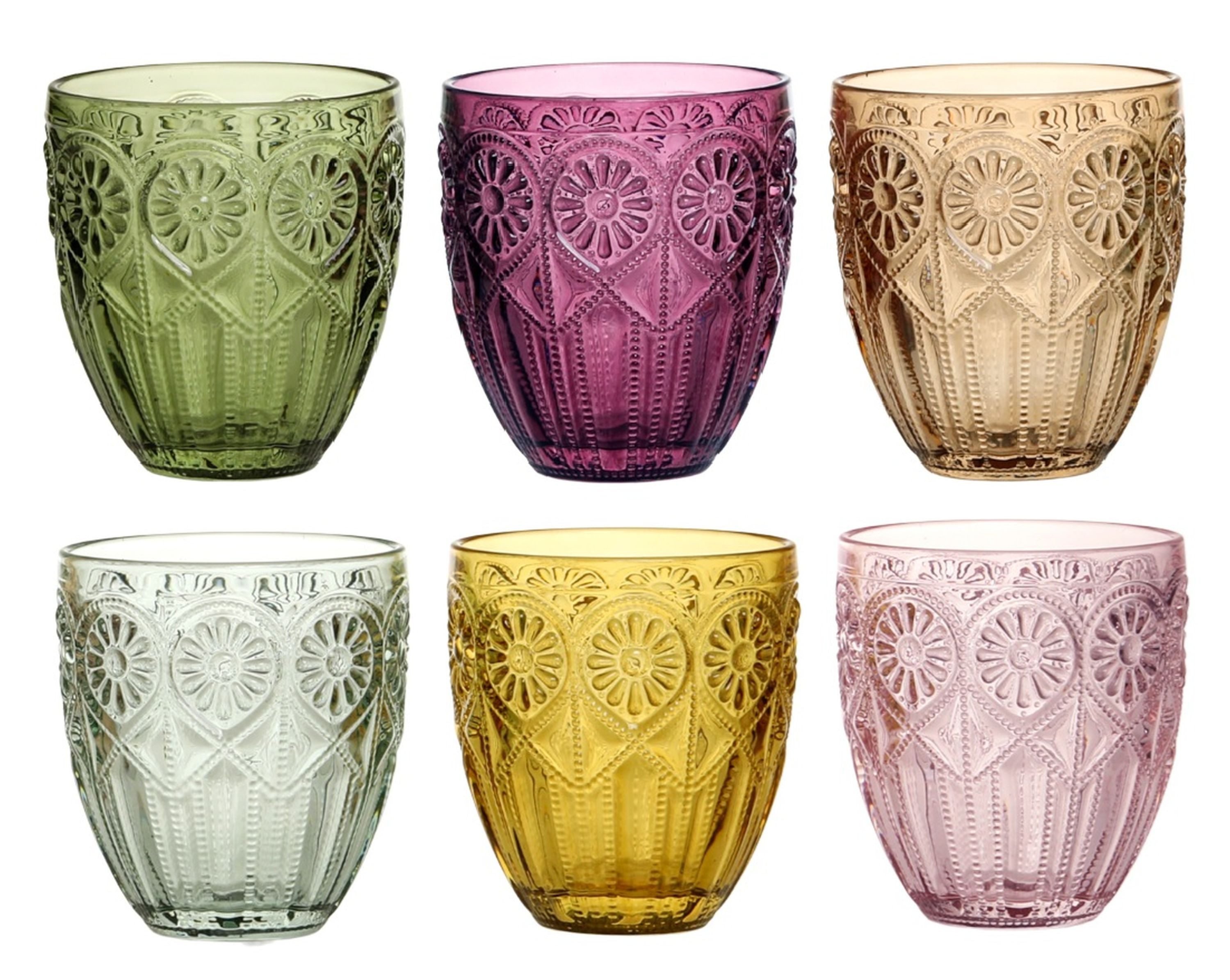 Chic Antique Gläser-Set Chic Antique - 6x Trinkgläser Wassergläser Saftgläser 300ml Bunt, Glas