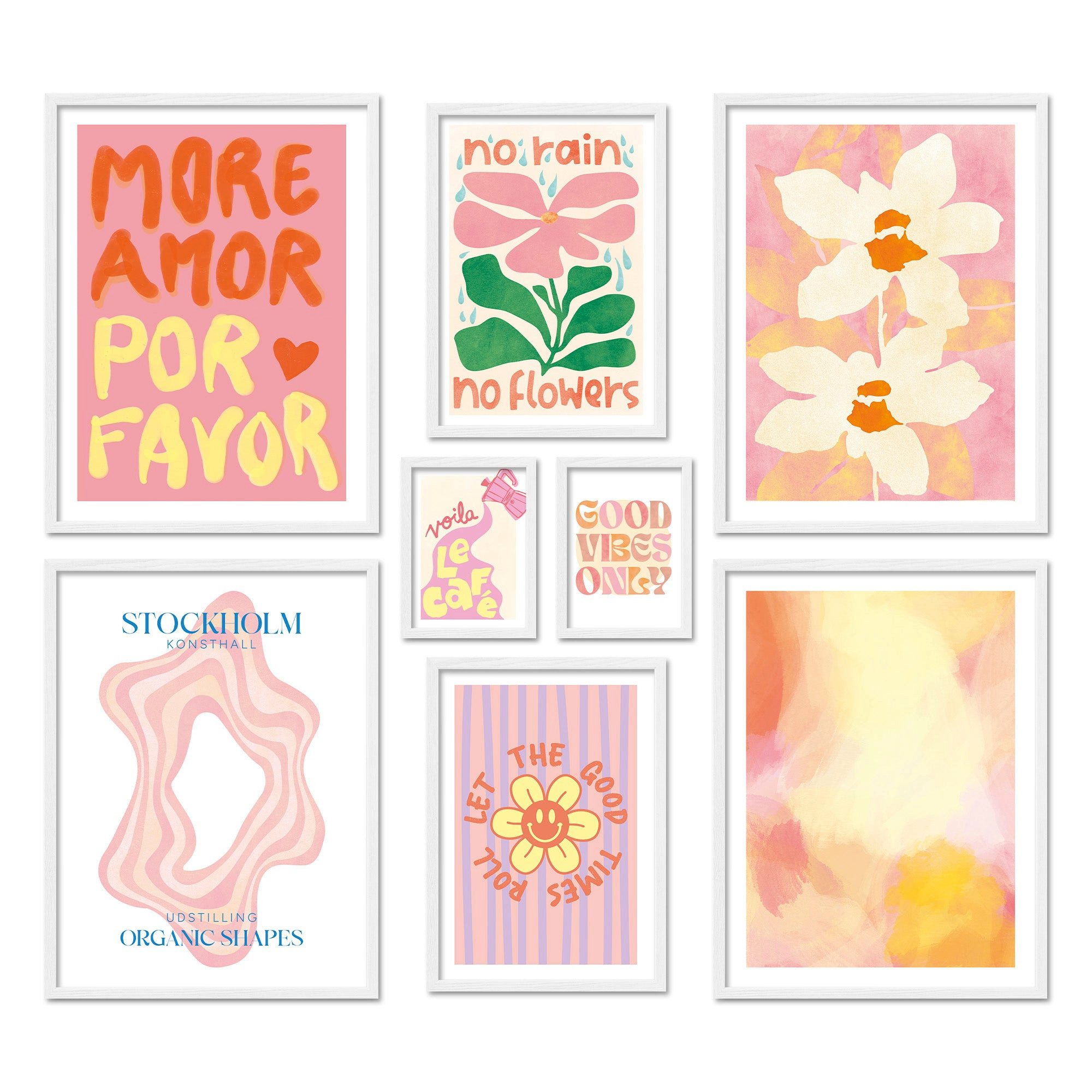 ARTFAVES Bilder-Collage Poster Set Abstract Dopamine Decor I mehrteilige Bilderwand I Wandbild, (Wandbilder modern, 8 St)