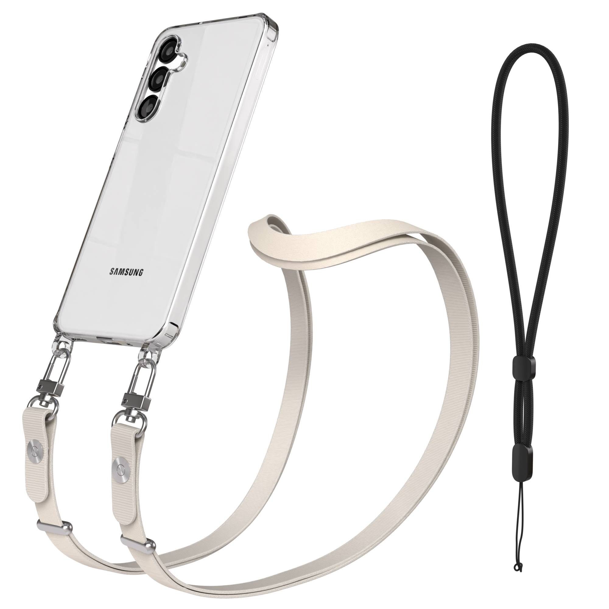 EAZY CASE Handykette für Samsung Galaxy A16 Handyhülle mit Handyband magnetisch, Smartphone Kette in Taupe verstellbar bis 1,90 m mit Magnetband