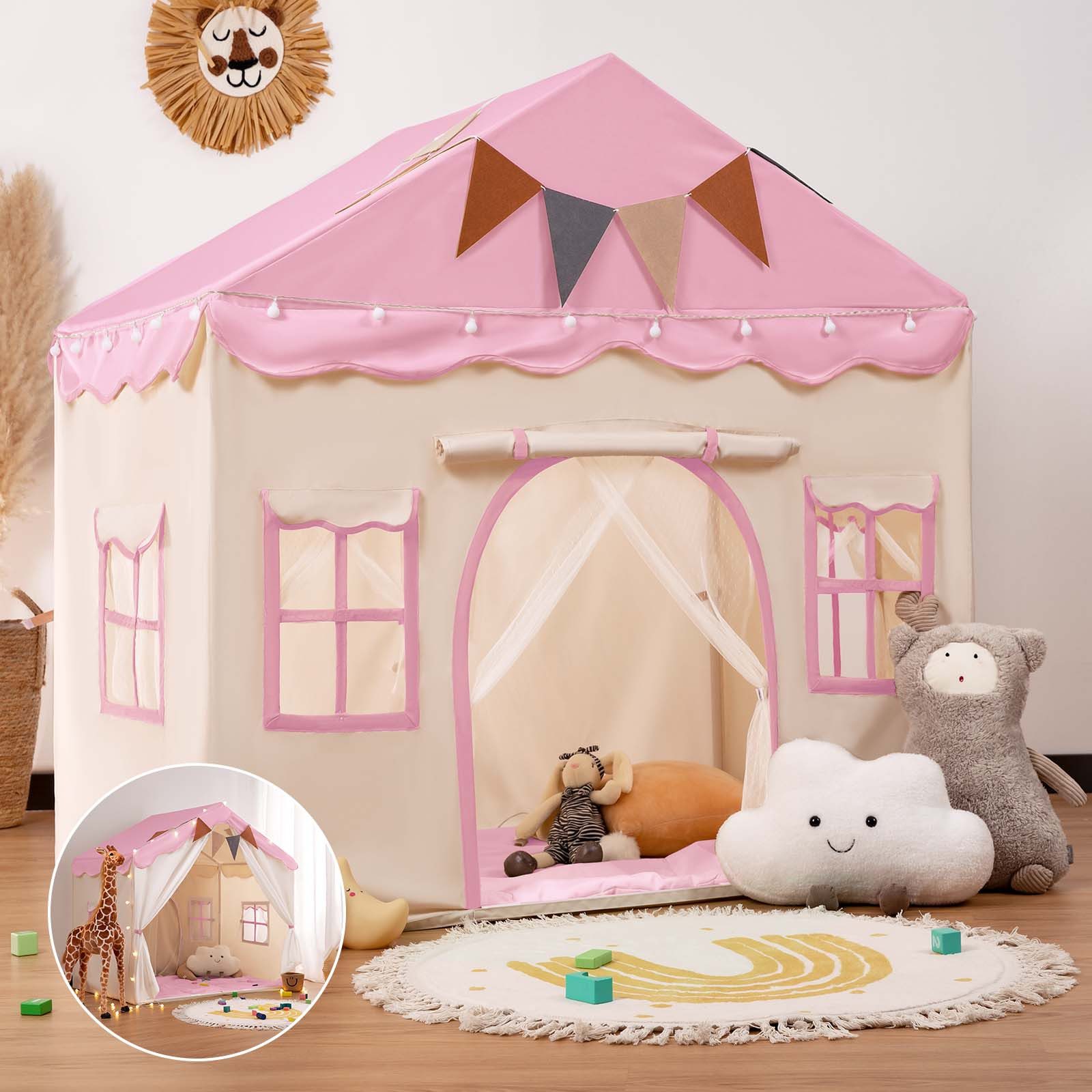 besrey Spielzelt 2 IN 1 Kinderzelt, Kinder Spielhaus Indoor mit Lichtern Pr günstig online kaufen