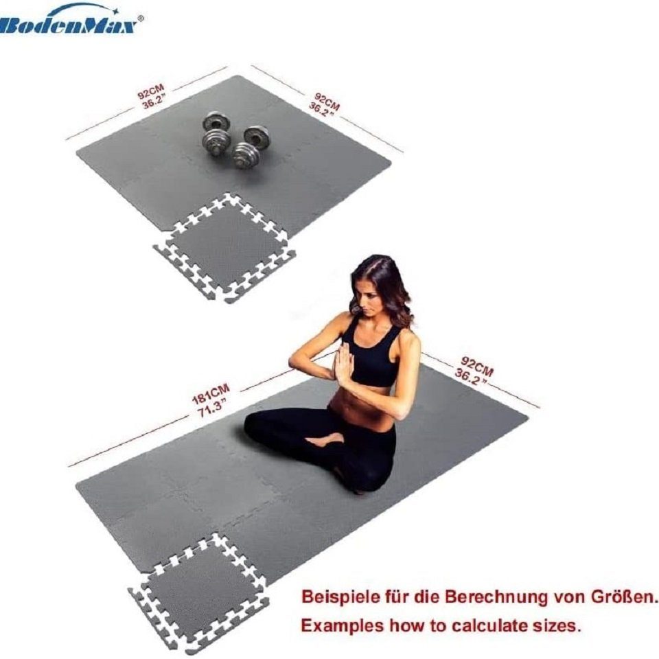 30x30x1cm puzzle, bodenschutzmatte BodenMax® BodenMax Bodenturnmatte 108stück=9.96m²(10.24€/m²)grau sportmatte