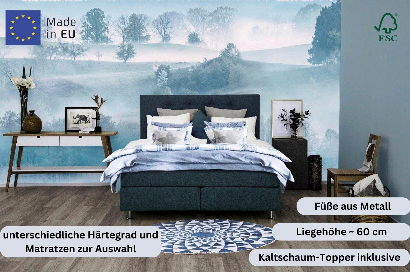 Home affaire Boxspringbett Nordica, inkl. Topper, auch in Überlänge 200/220 cm