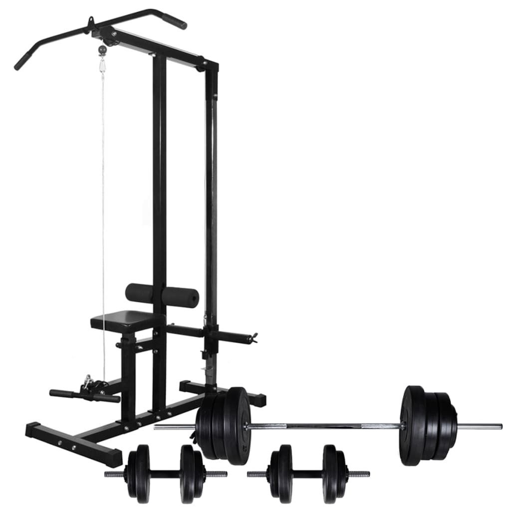 Kurzhantelständer Kraftturm mit Langhantel und Kurzhantel-Set 60,5 kg