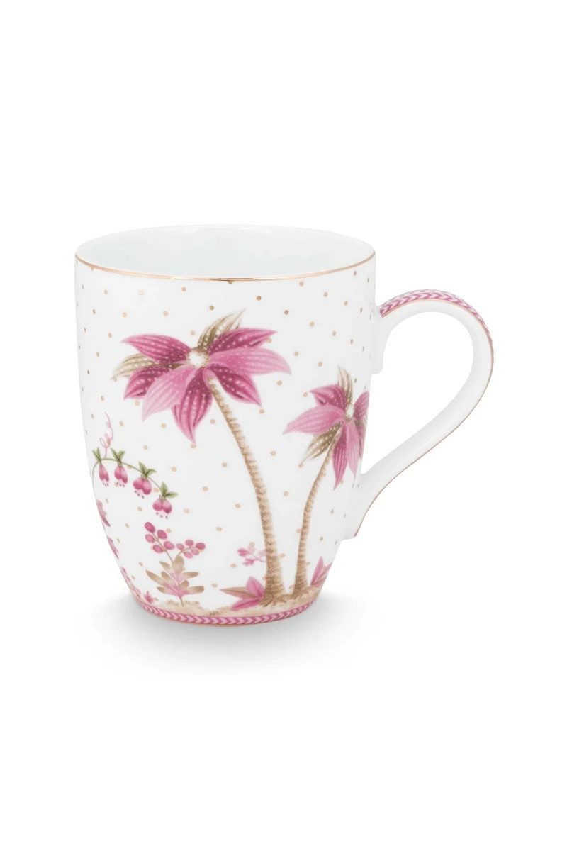 Tasse Jolie Dots gold pink Henkelbecher Porzellan 0,35L