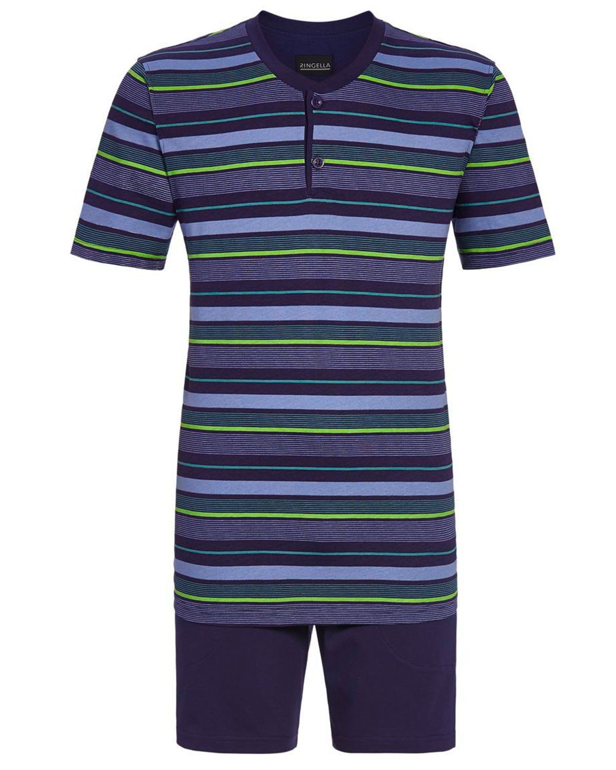Ringella Pyjama Herren Kurzarm 'Stripes' 4241301, Marine Blau günstig online kaufen
