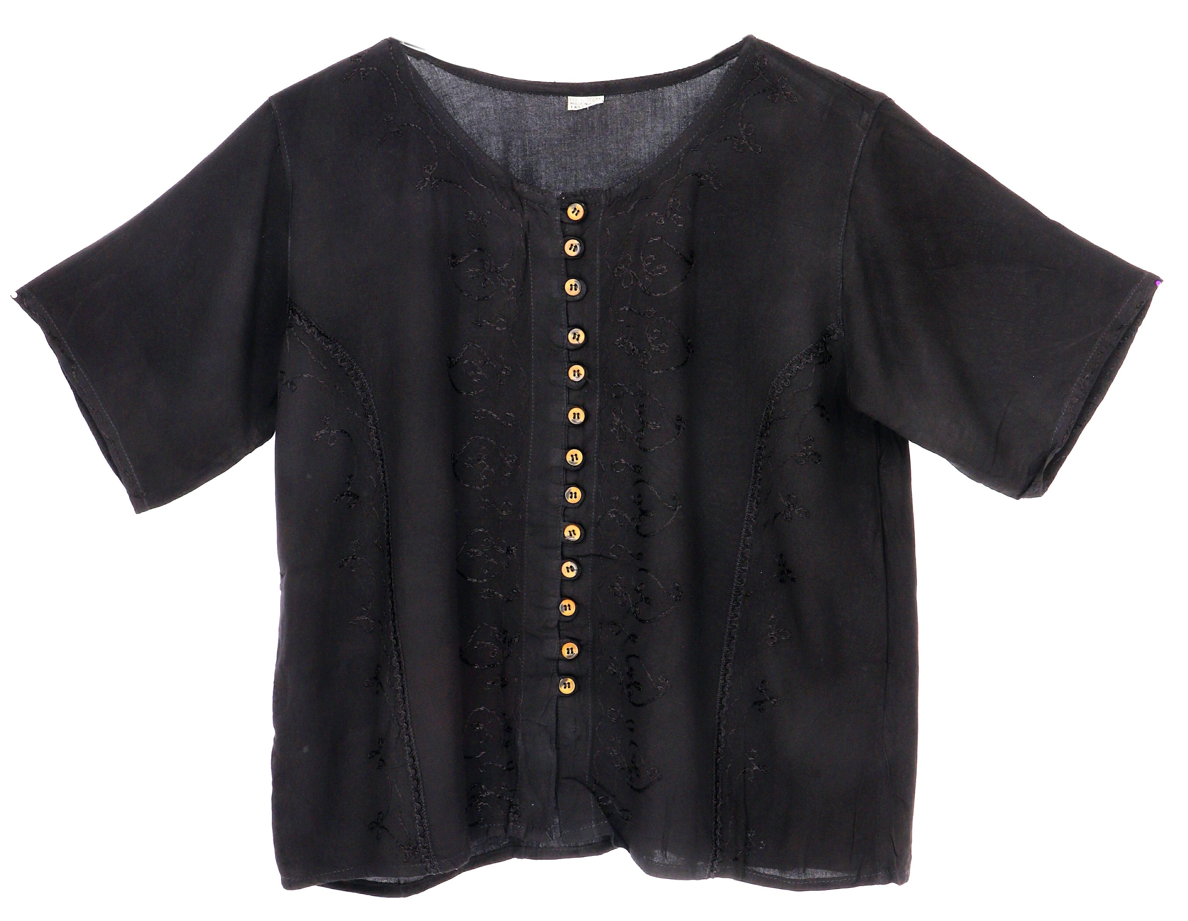 Guru-Shop Longbluse Kurzes Blusentop Boho chic, günstig online kaufen