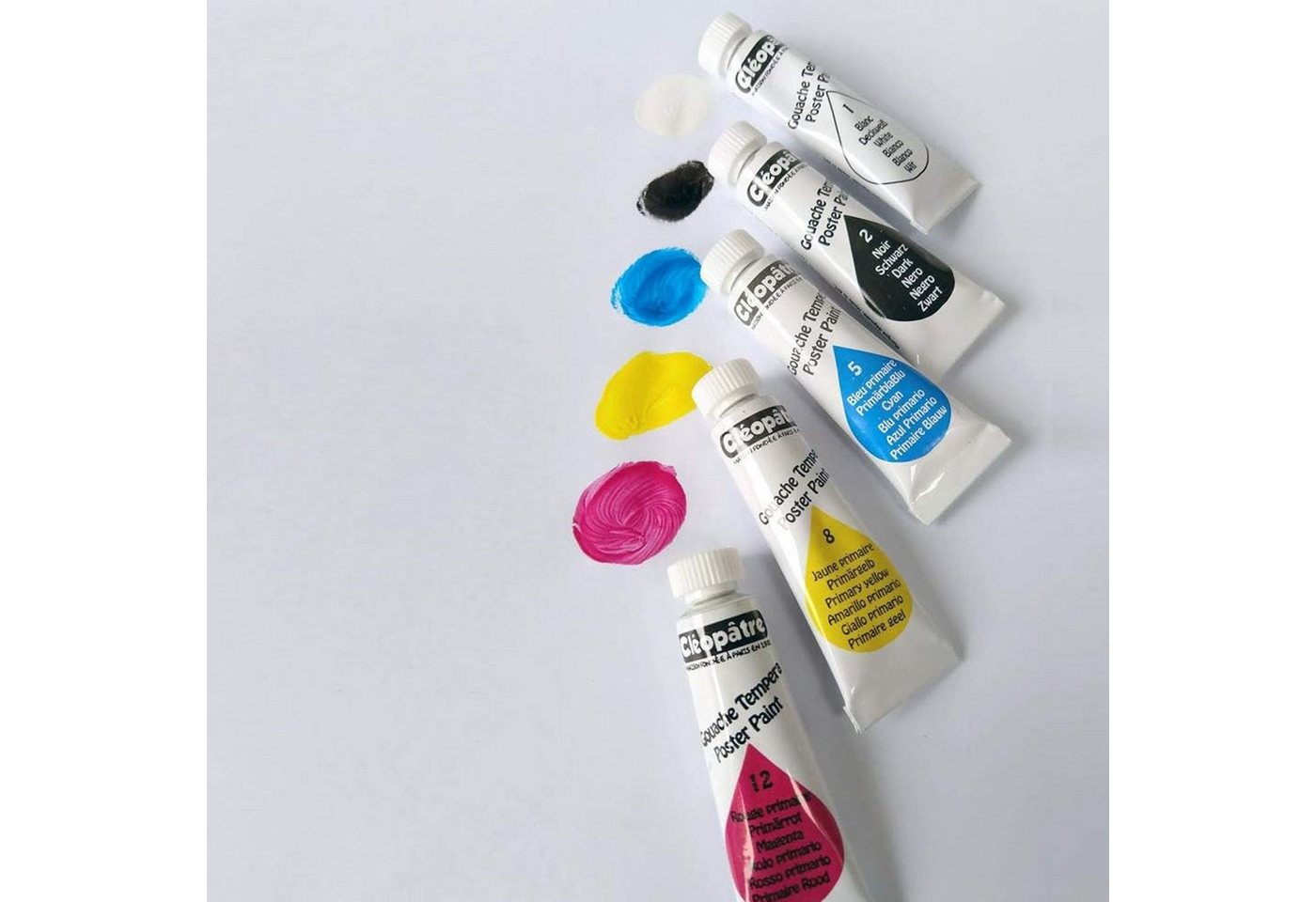 Thumbnail - CLEOPATRA Aquarellfarbe 5 TUBEN GOUACHE IN BLISTERVERPACKUNG, JE 10ml : WEISS, PRIMÄRGELB, MAG