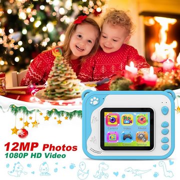 USHINING Sofortbild 2,4 Zoll Bildschirm Geschenk-Version Kinderkamera (12 MP, 10x opt. Zoom, mit 32GB TF Karte 3 Rollen Druckpapier 5 Farbstift)