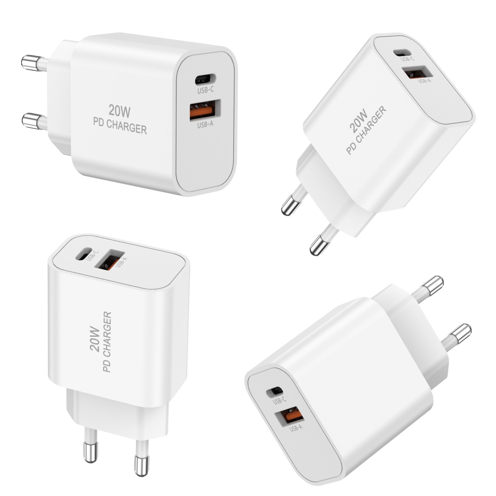 Zonoto Ladegerät für SAMSUNG und iPHONE 20W USB-C + USB-A Adapter Smartphone-Ladegerät (20W Adapter USB-C + USB-A Anschlüsse, Netzstecker mit USB-C + USB-A Anschlüssen für Samsung und Apple iPhone, SAMSUNG + Apple iPhone Ladegerät)