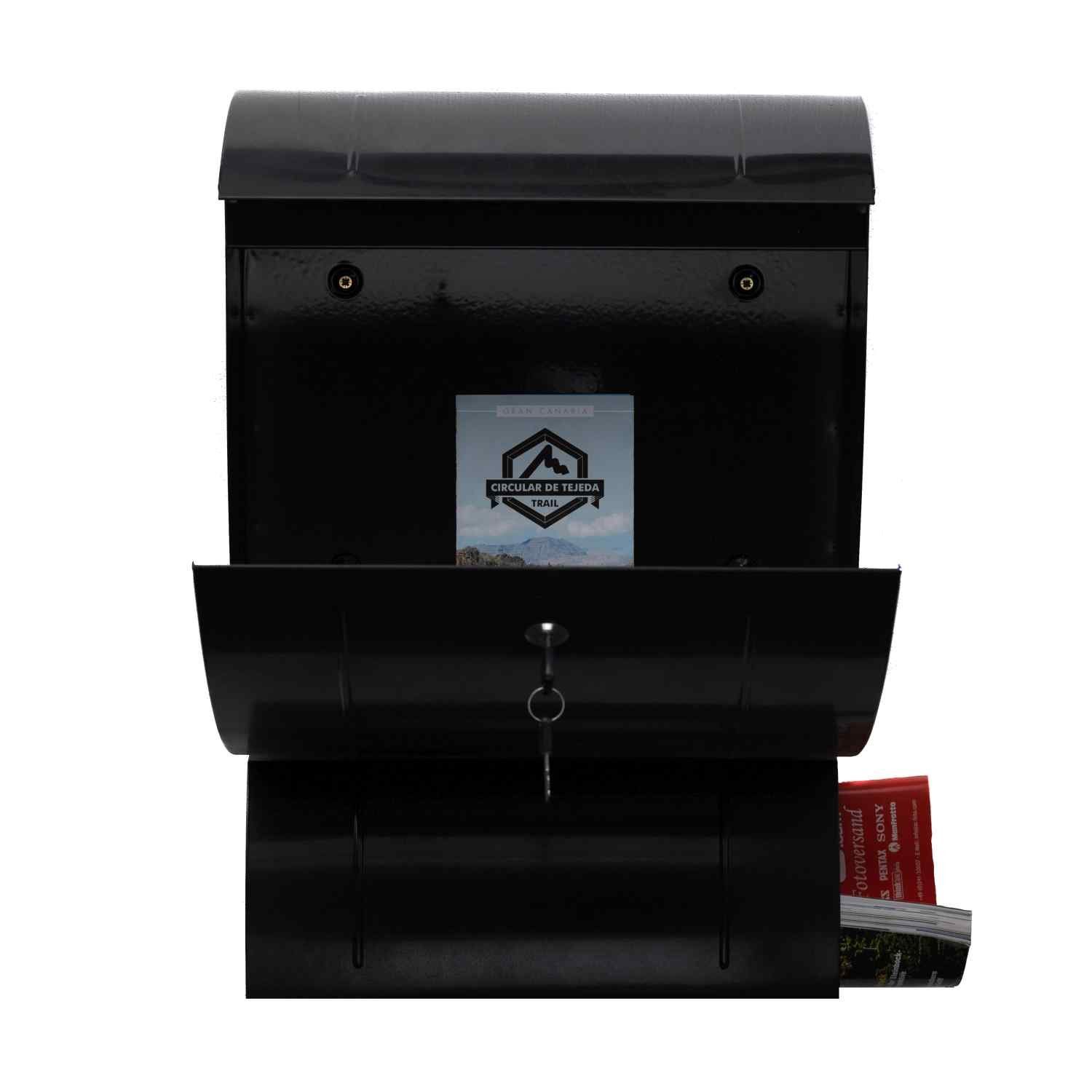 BIRENDY Briefkasten XXL Briefkasten Zeitungsrohr Stahl 52cm Schwarz 018LH Wandbriefkasten