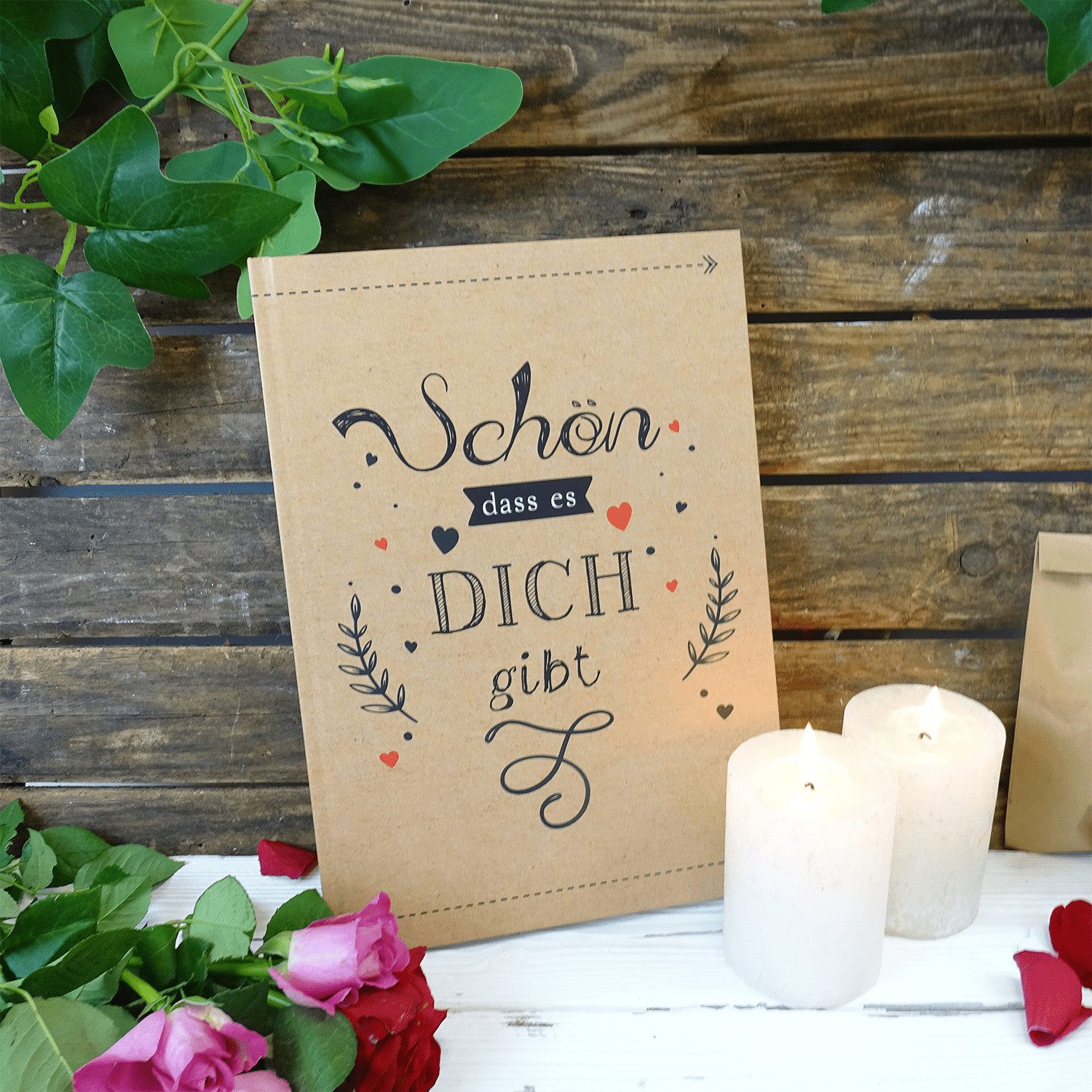Logbuch-Verlag Dekofigur Geschenkbuch Schön, dass es dich gibt DIN A5 leeres Freundebuch