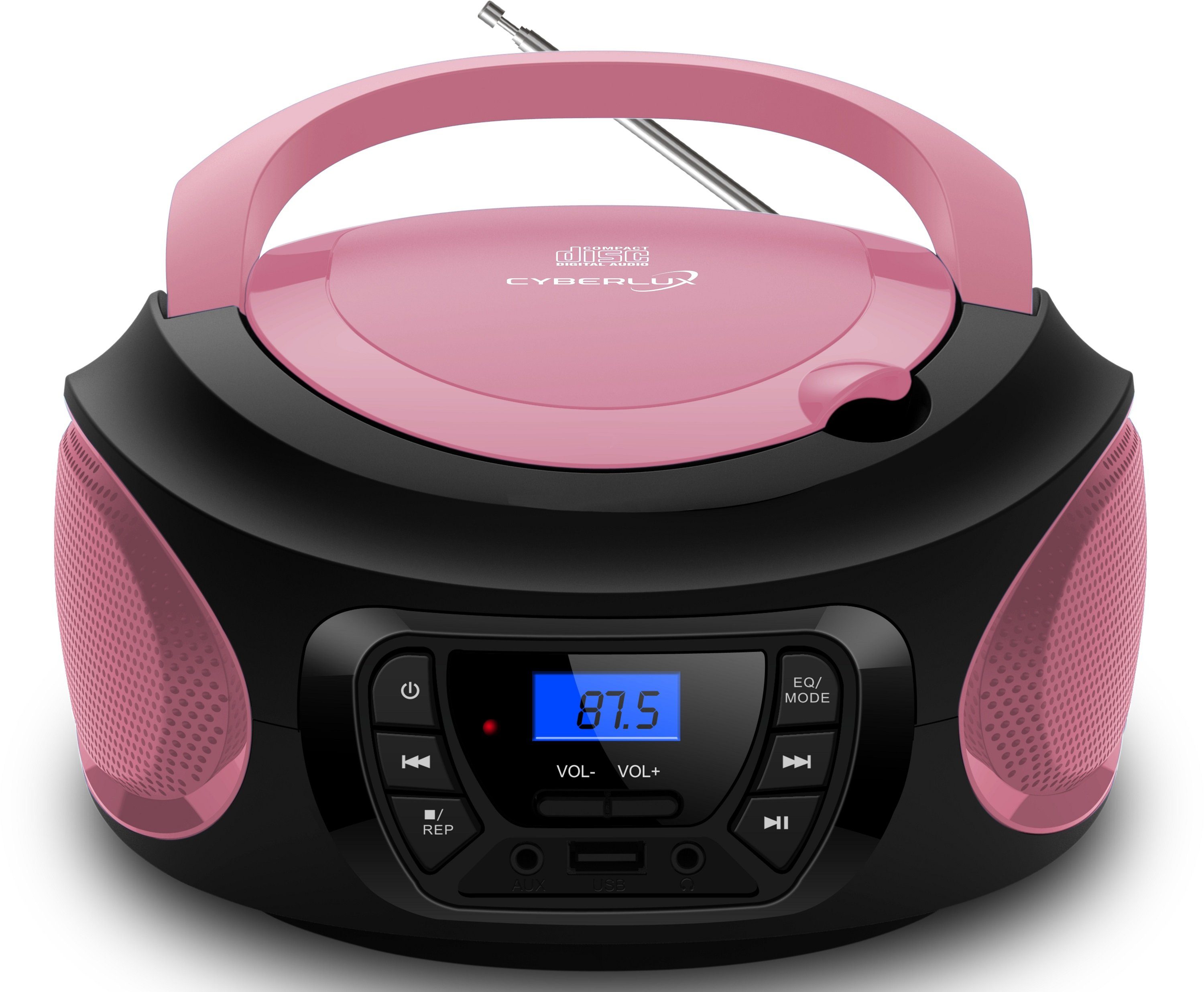 Cyberlux CL-620 tragbarer CD-Player (CD, Kinder CD Player tragbar, Boombox, Musikbox, FM Radio mit MP3 USB)