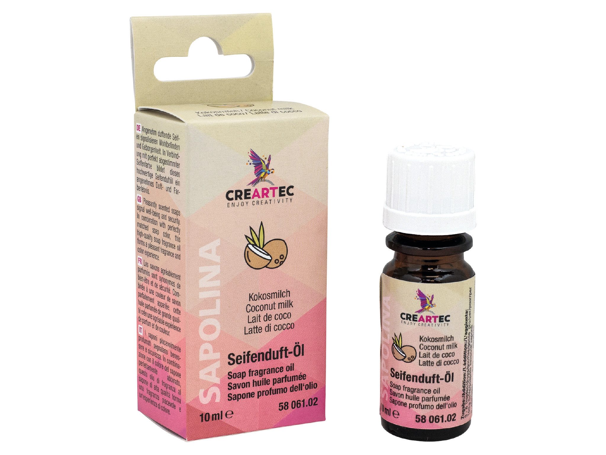 CREARTEC Seifenduftöl Kokosmilch - 10ml - duftende Seifen oder Badepralinen selber machen, Perfekt für DIY-Bastelprojekte oder Geschenkseifen - Made in Germany