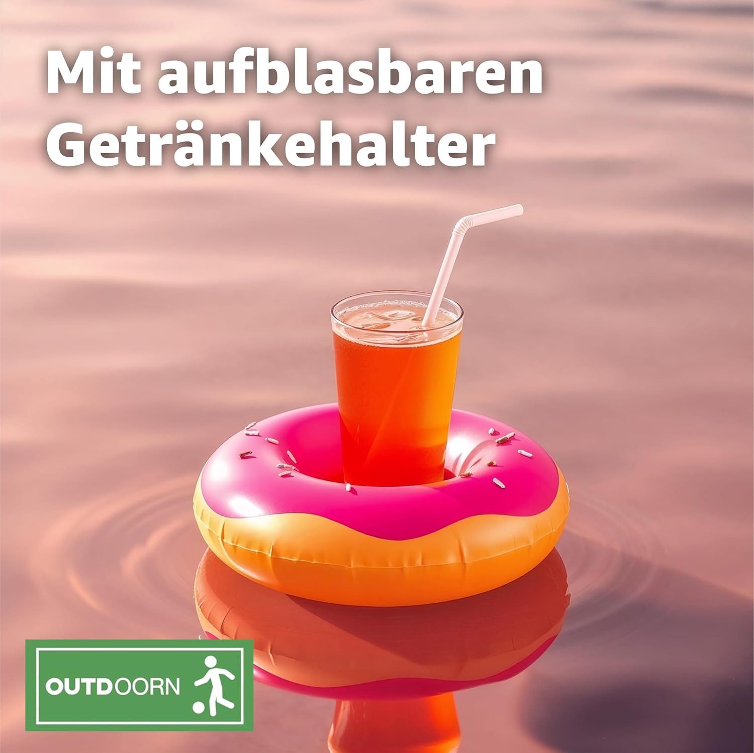 Outdoorn Schwimmreifen Donut Schwimmring mit 1x Getränkehalter aufblasbar - 120 cm (Set)