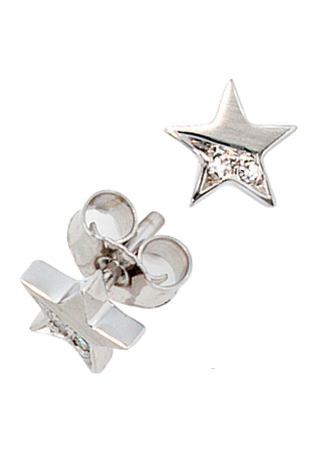 JOBO Paar Ohrstecker Ohrringe Stern, 585 Weißgold mit 4 Diamanten günstig online kaufen