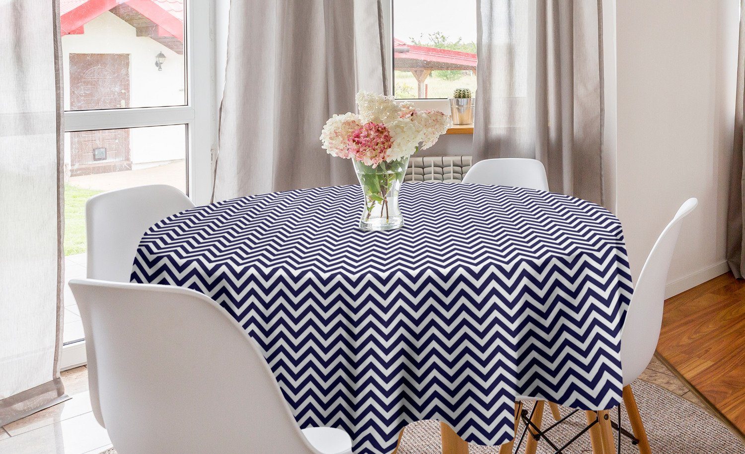 Abakuhaus Tischdecke Kreis Tischdecke Abdeckung Fur Esszimmer Kuche Dekoration Navy Blau Chevron Marine Farben Online Kaufen Otto