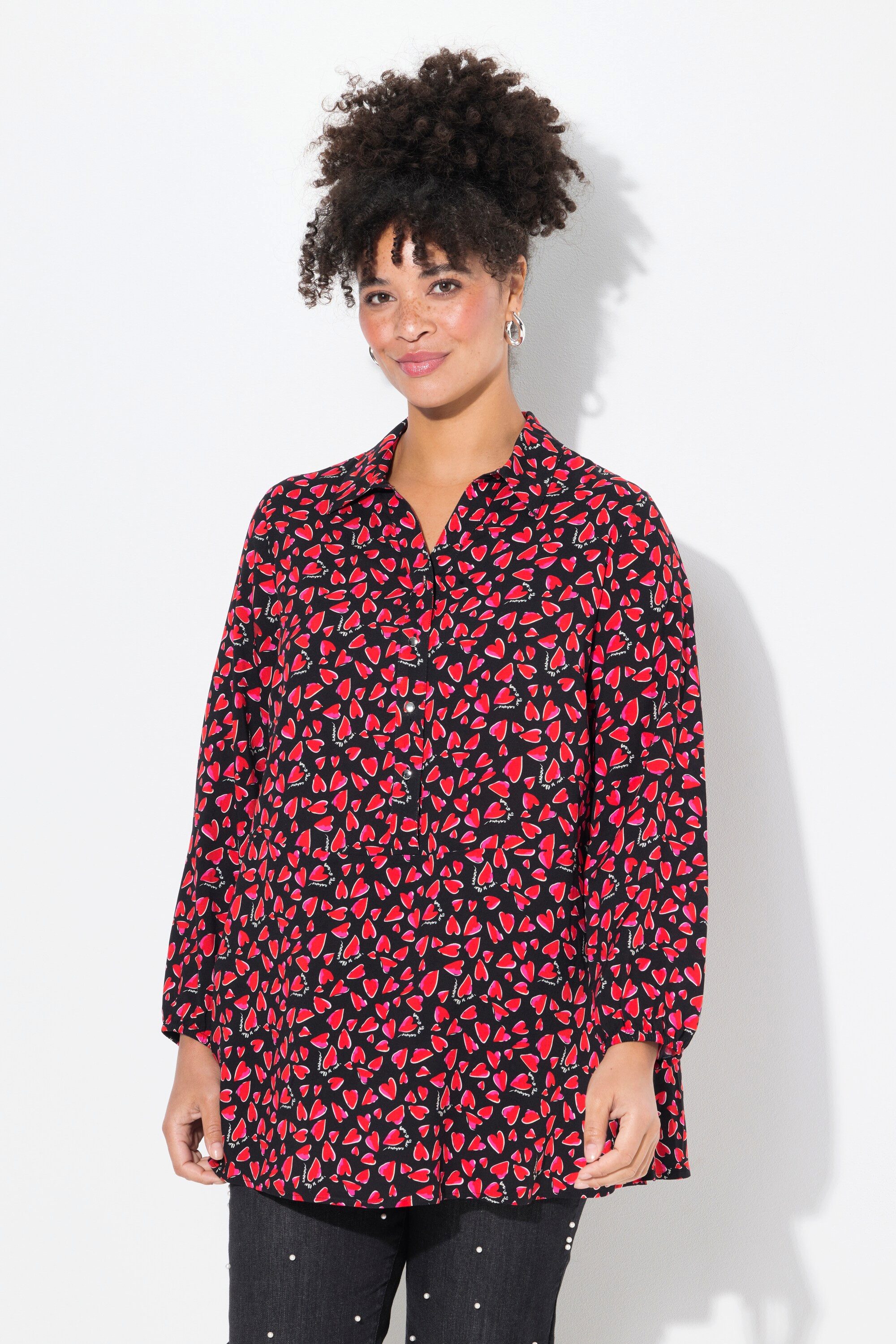 MIAMODA Hemdbluse Bluse A-Linie Herz-Muster günstig online kaufen