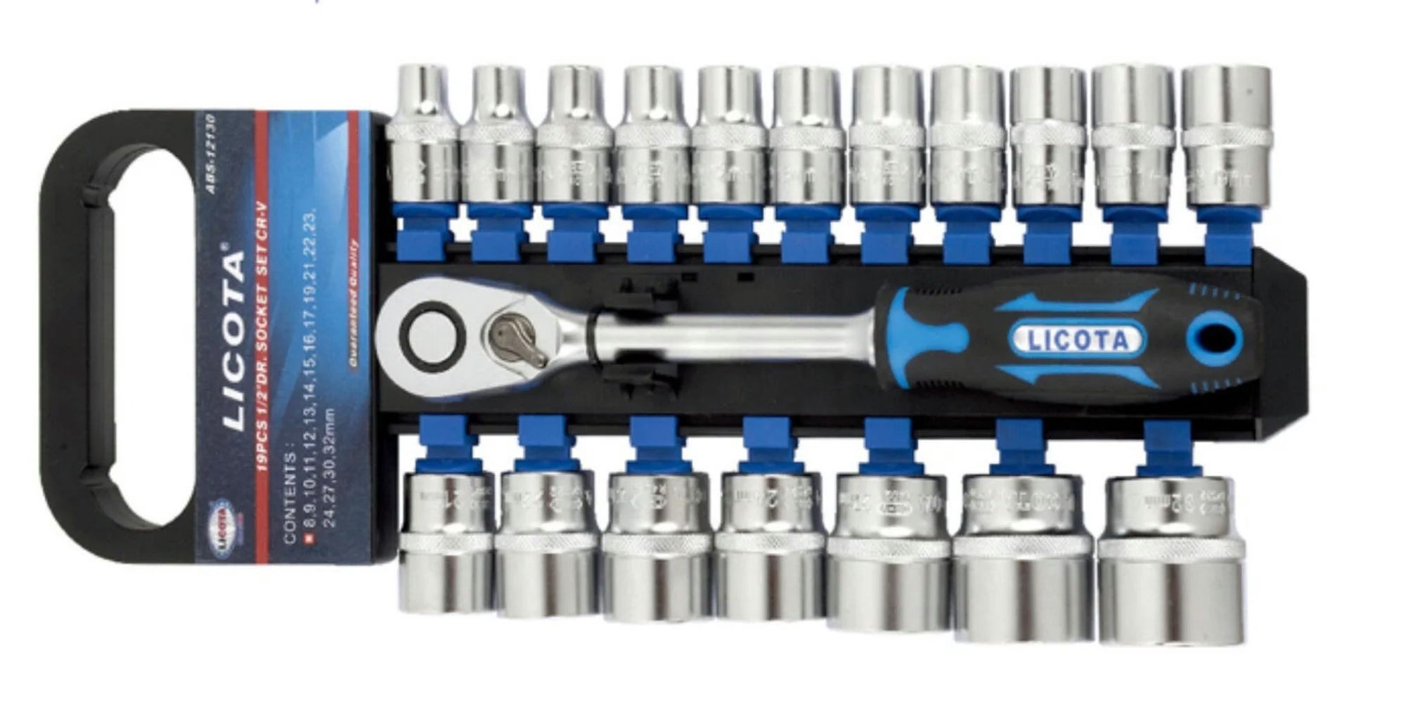Boni-Shop Steckschlüssel Steckschlüssel Satz, 1/2 Zoll Nusskasten, 19-teilig, Industrie, Knarre