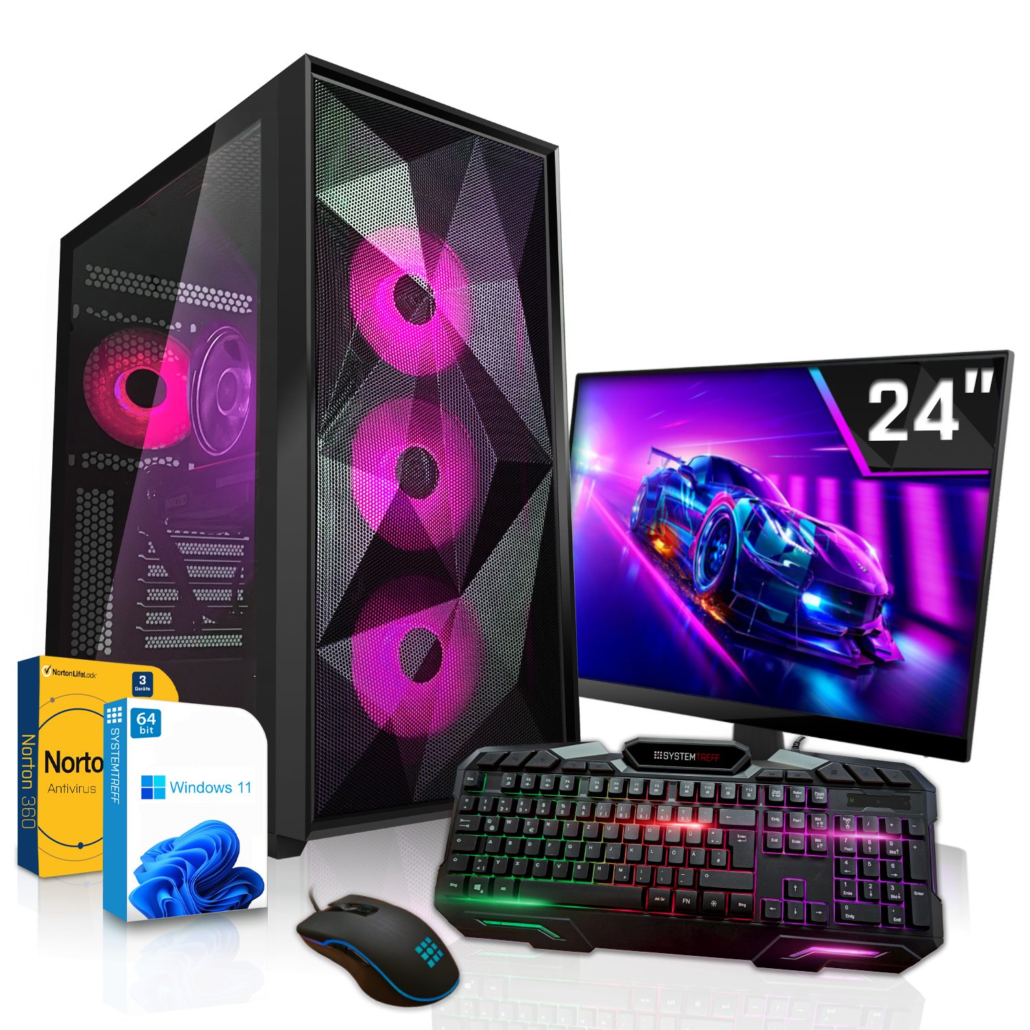 SYSTEMTREFF Gaming-PC-Komplettsystem (24", Intel Core i9 13900KF, GeForce RTX 4060 Ti, 16 GB RAM, 1000 GB SSD, Windows 11, WLAN)