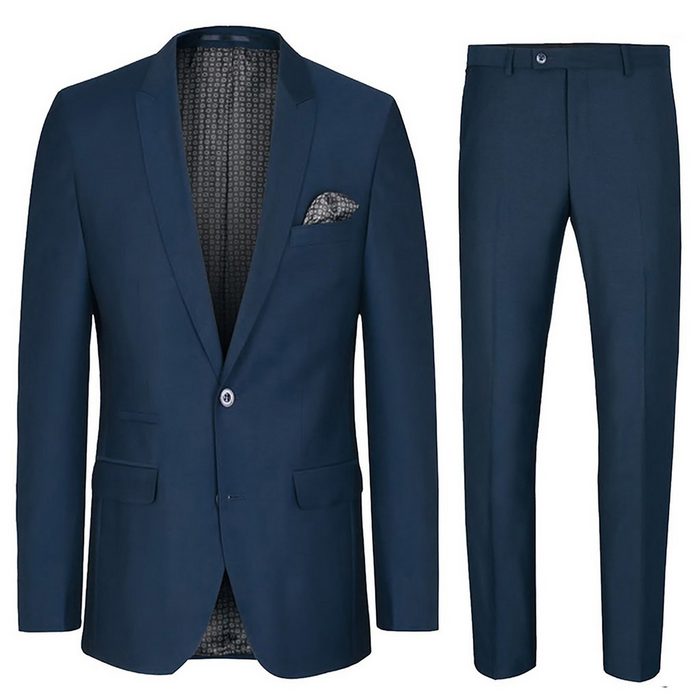 Paul Malone Anzug Herrenanzug modern Herren slim fit Anzug - stretch (Set 2-tlg. Sakko mit Hose) blau HA22