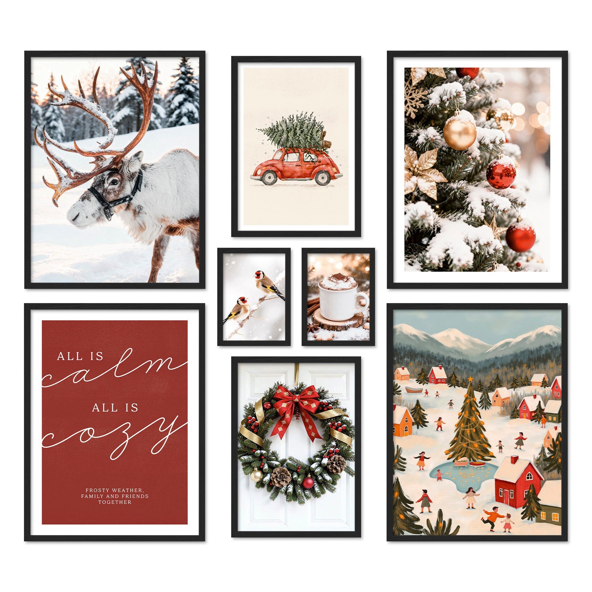 ARTFAVES Bilder-Collage Poster Set Christmas Holidays I mehrteilige Bilderwand I Wandbilder We, (Wandbilder modern, 8 St)
