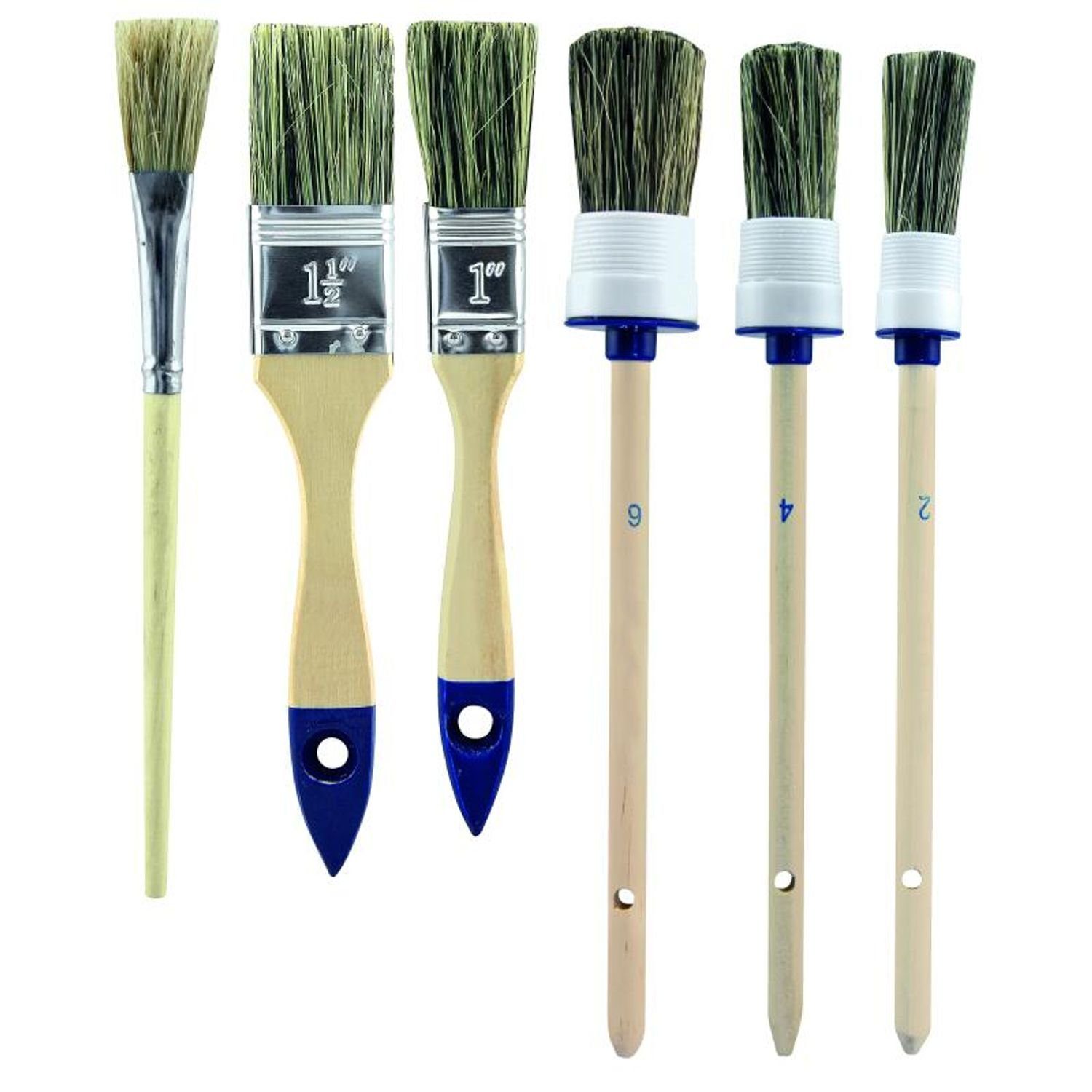 Hansa Малярный валикwerk Pinsel 20x Pinsel Set 6er Rund Flach Borsten Malern Streichen Farben Lacke La