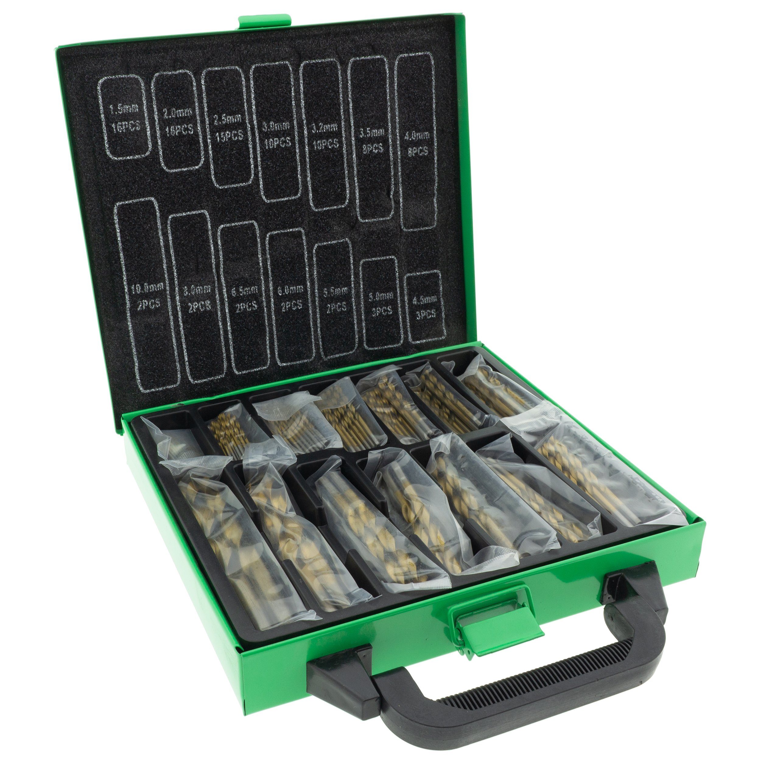 Bohrersatz Premium HSS Spiralbohrer Set 99-tlg. 1,5-10 mm titannitriert DIN 338