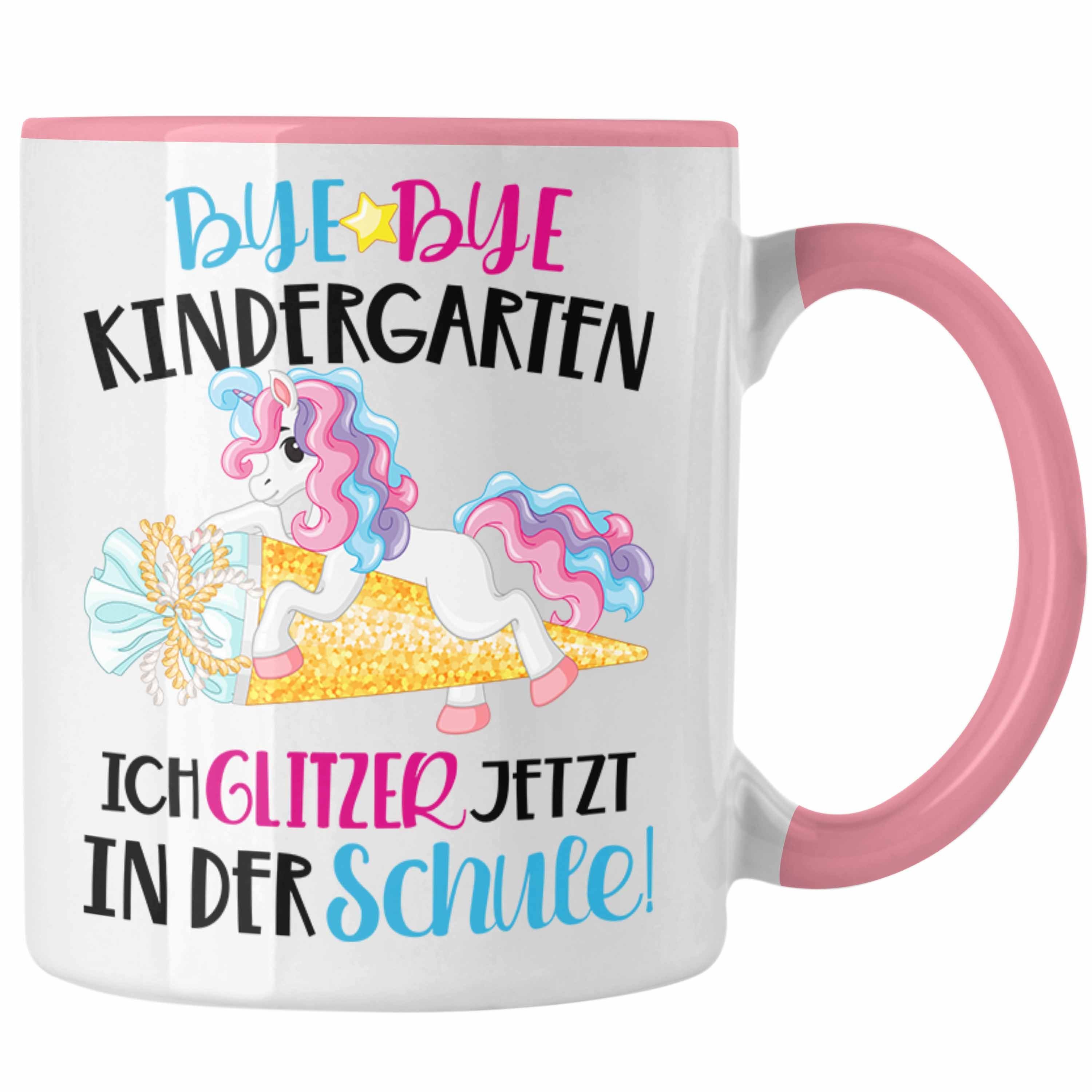 Schulanfang Trendation Einschulung Schultag Schulkind Bye Kindergarten Schuleinführung Tasse Mädchen Tasse Geschenk Rosa 1. Trendation - 2022 Geschenkidee Bye Schulstart