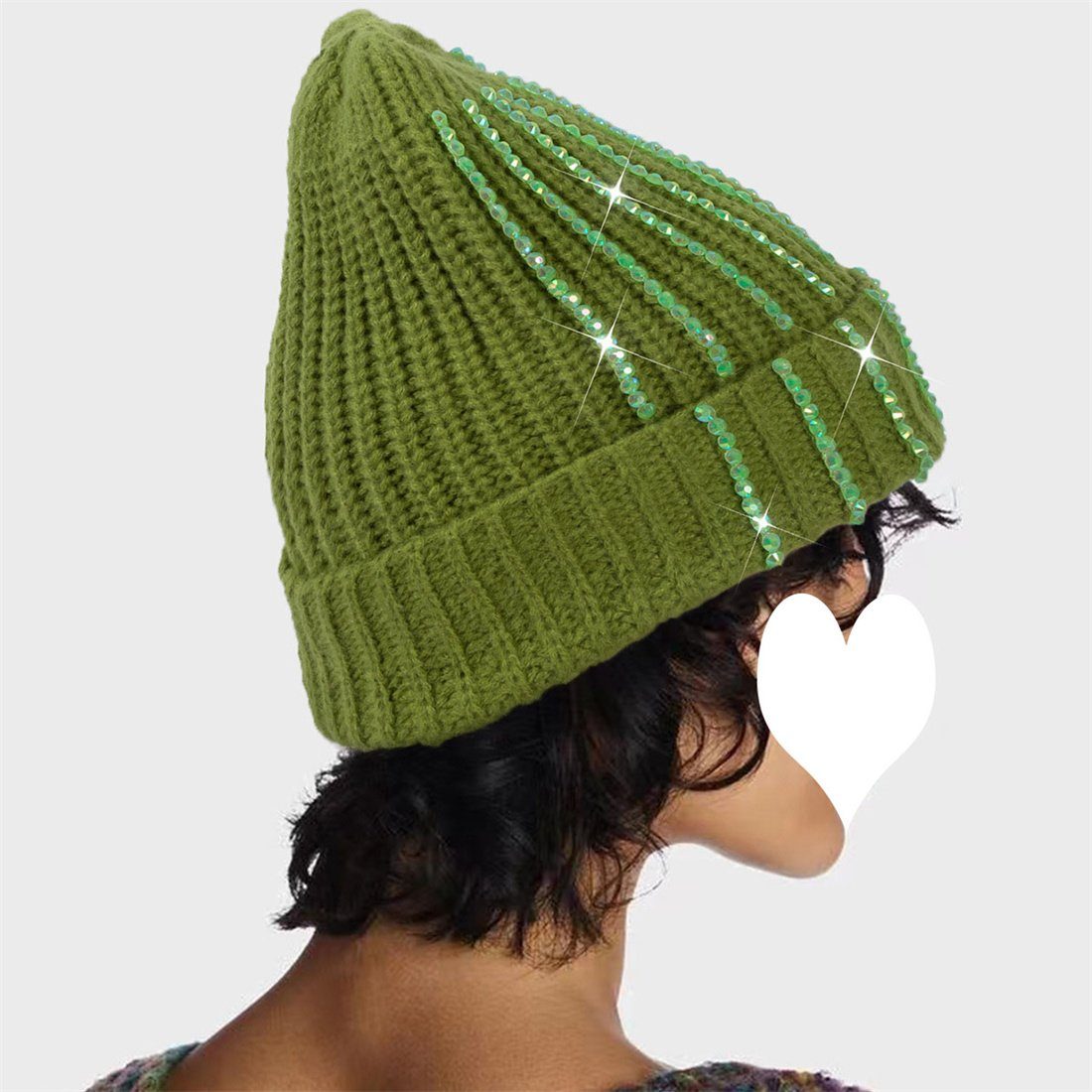 verdickt Damen Wollmütze Strickmütze, Outdoor-Mode Winter DÖRÖY Strickmütze warme grün warme