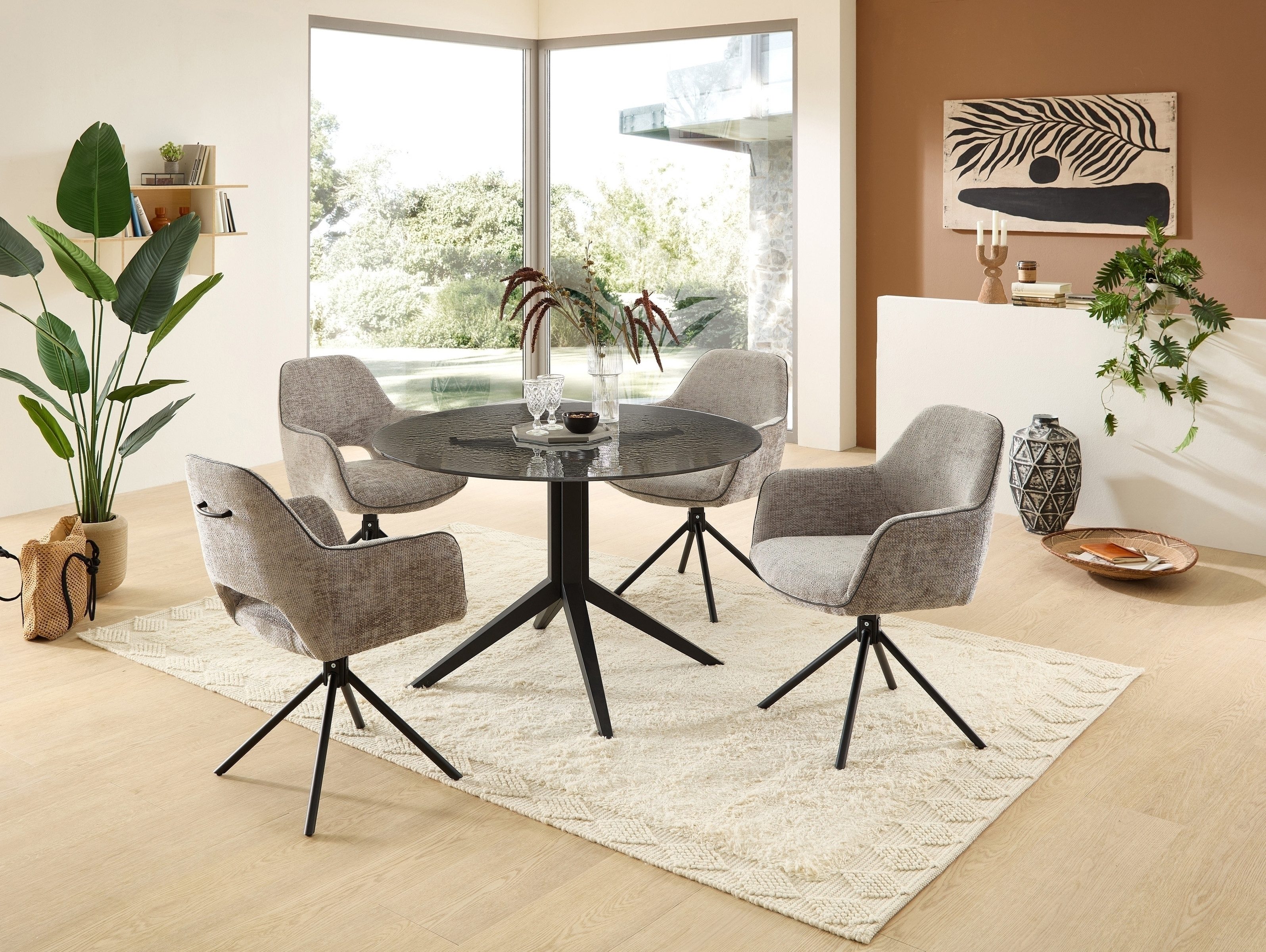 freiraum Armlehnstuhl Adrina (2er Set), (2er Set) Federkern, drehbar, silber, schwarz - 62x89x62 (BxHxT)