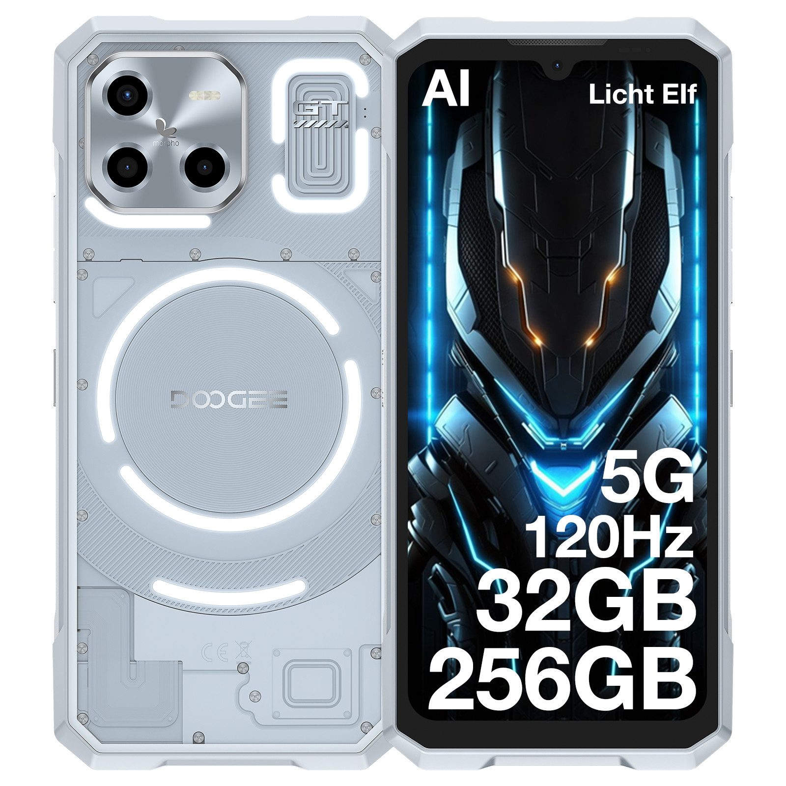 DOOGEE Blade GT Smartphone (6.72 Zoll, 256 GB Speicherplatz, 48 MP Kamera, 5G Outdoor Handy Ohne Vertrag mit LED Lichteffekt)